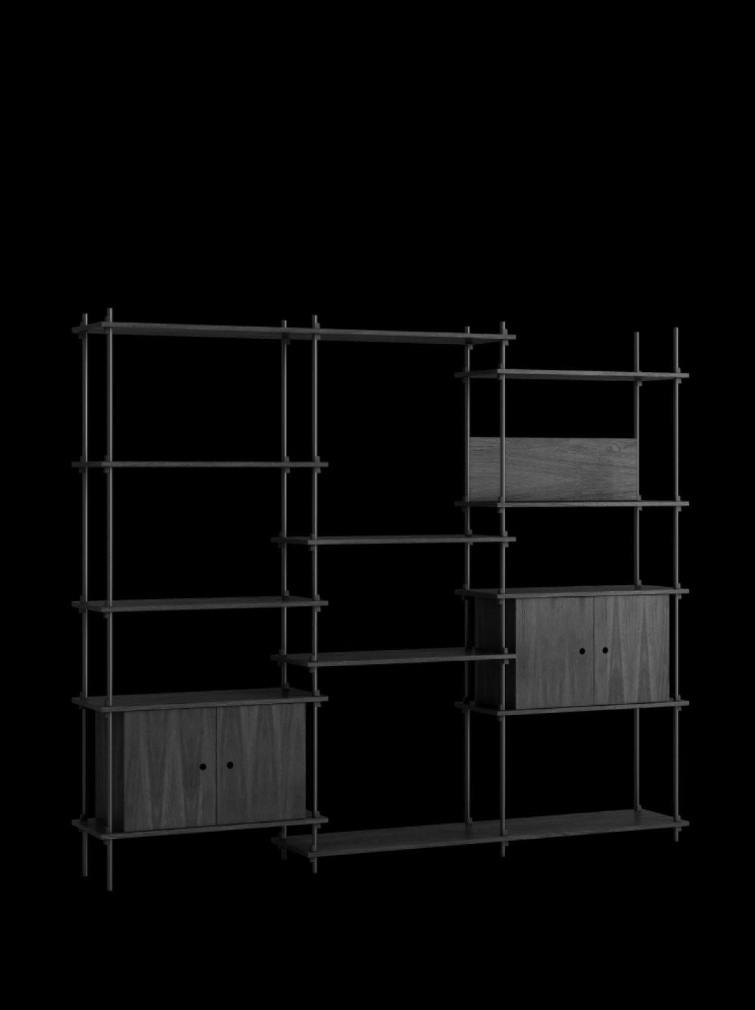 Moebe Shelving Set S.200.3.b, Black Shelves, Black Legs (fsc Mix Credit)