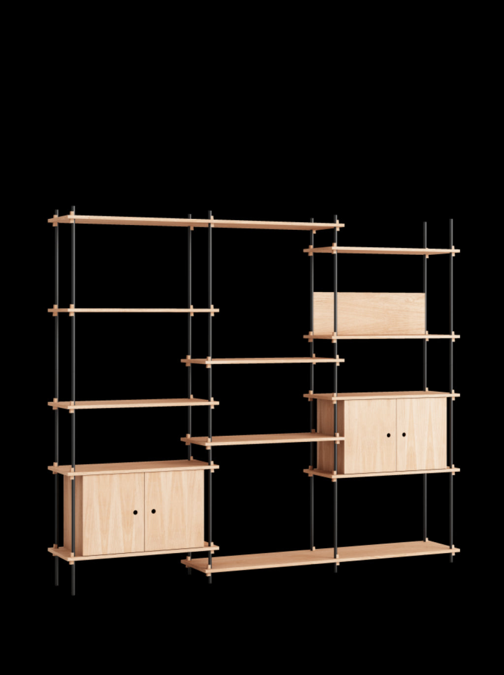 Moebe Shelving Set S.200.3.b, Oak Shelves, Black Legs (fsc Mix Credit)