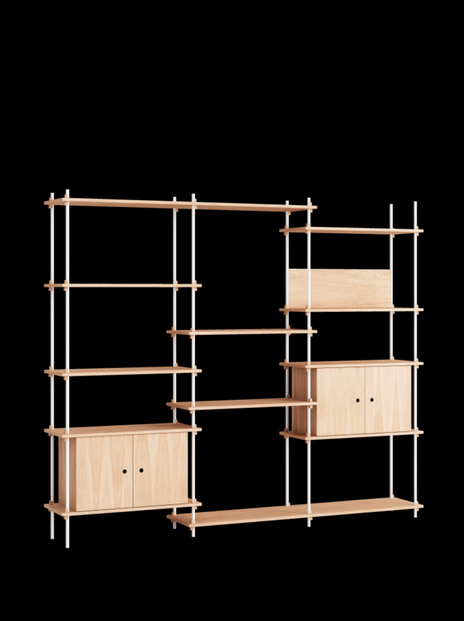 Moebe Shelving Set S.200.3.b, Oak Shelves, White Legs (fsc Mix Credit)