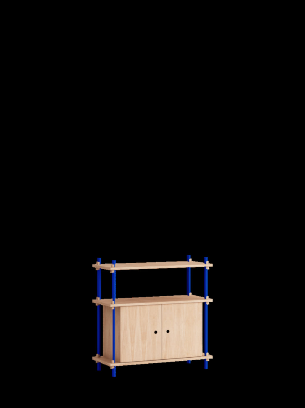 Moebe Shelving Set S.85.1.b, Oak Shelves, Deep Blue Legs (fsc Mix Credit)