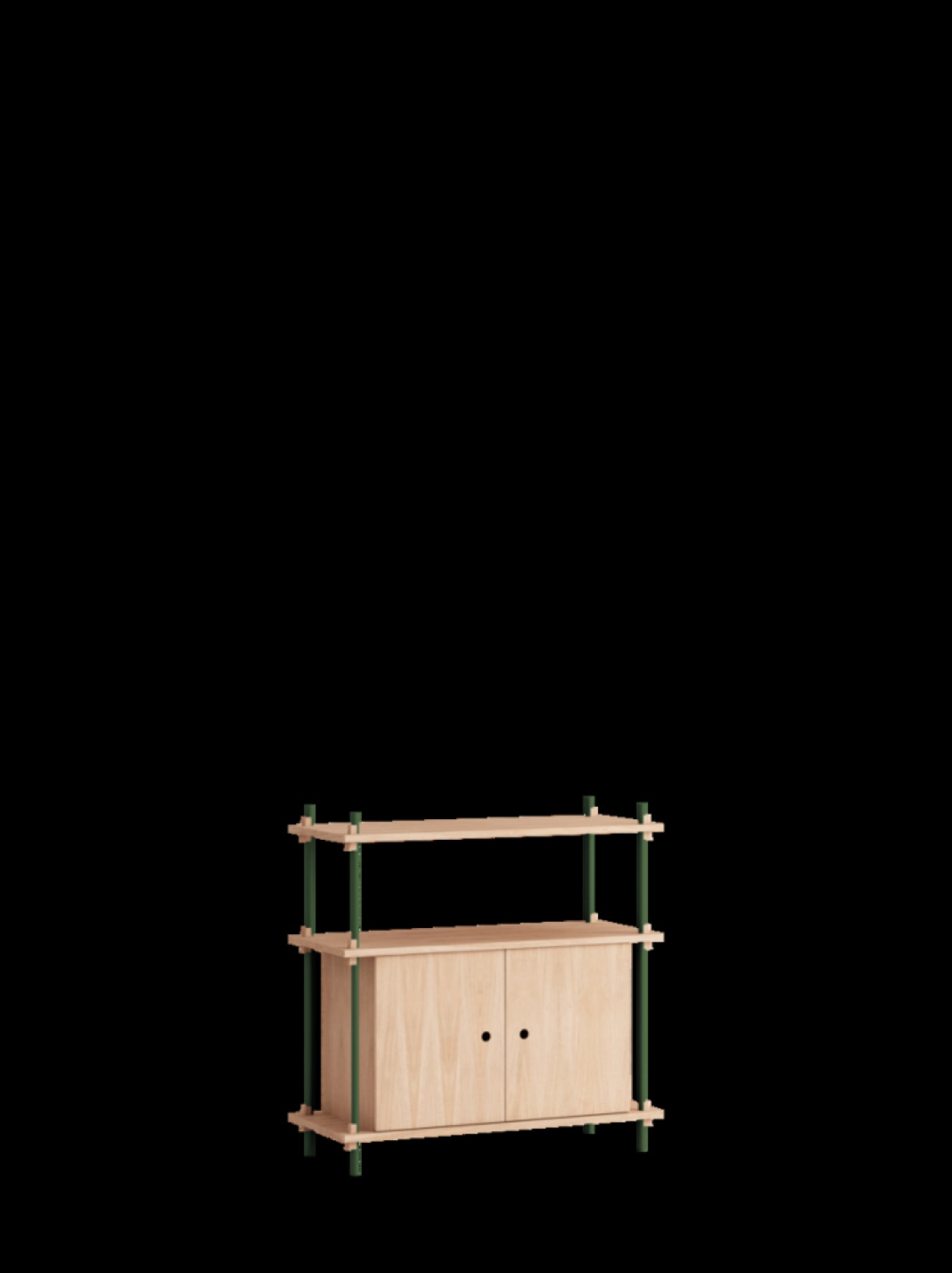 Moebe Shelving Set S.85.1.b, Oak Shelves, Pine Green Legs (fsc Mix Credit)