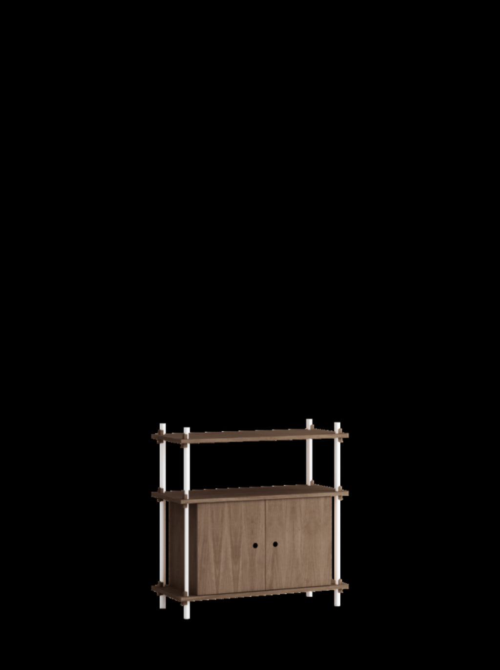 Moebe Shelving Set S.85.1.b, Smoked Oak Shelves, White Legs (fsc Mix Credit)