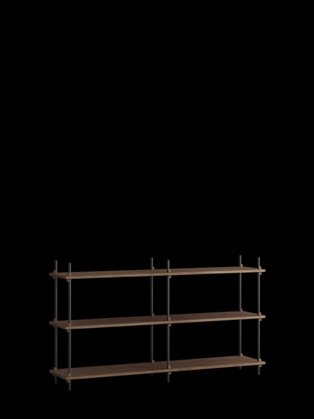 Moebe Shelving Set S.85.2.b, Smoked Oak Shelves, Black Legs (fsc Mix Credit)