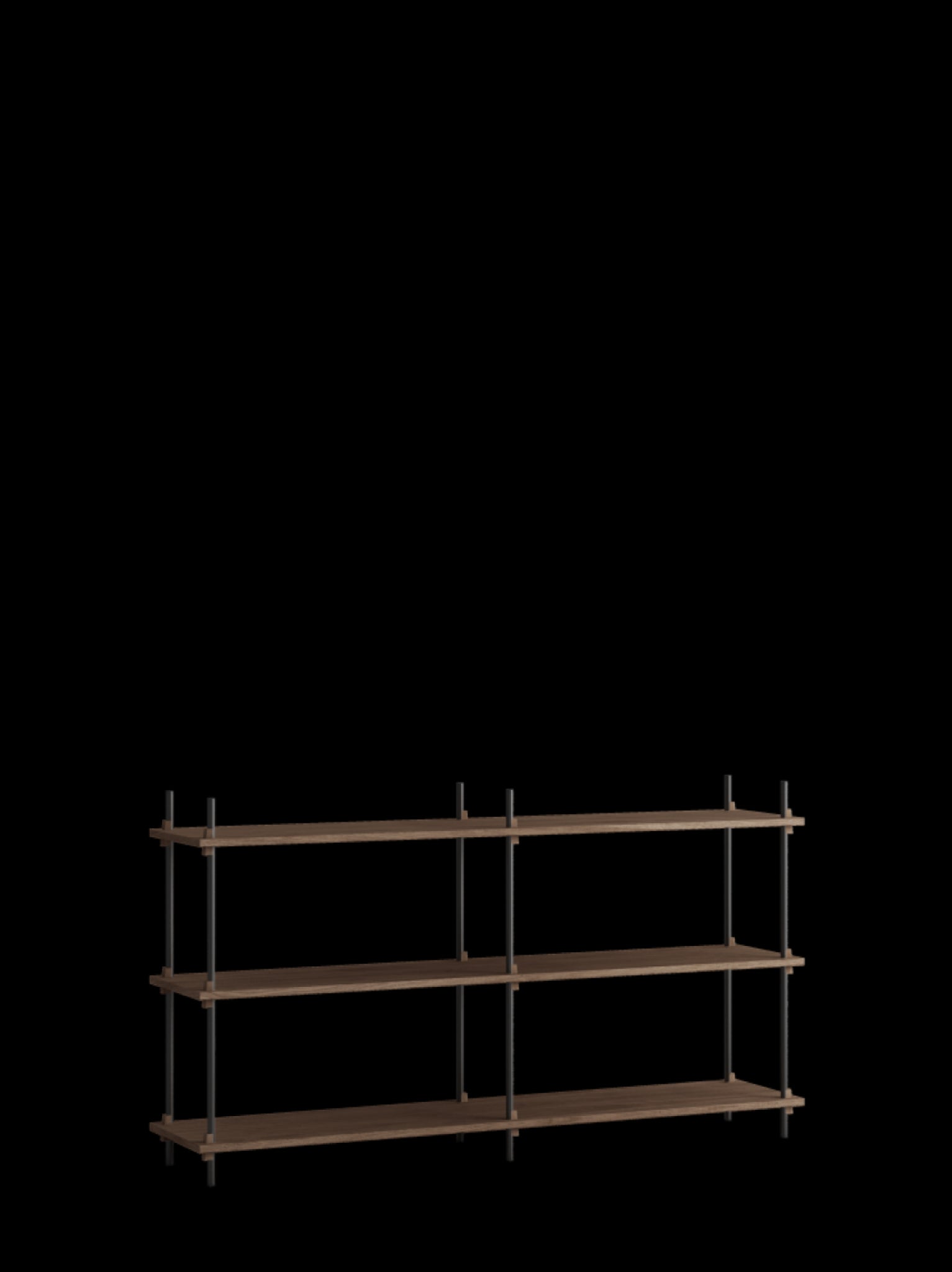 Moebe Shelving Set S.85.2.b, Smoked Oak Shelves, Black Legs (fsc Mix Credit)