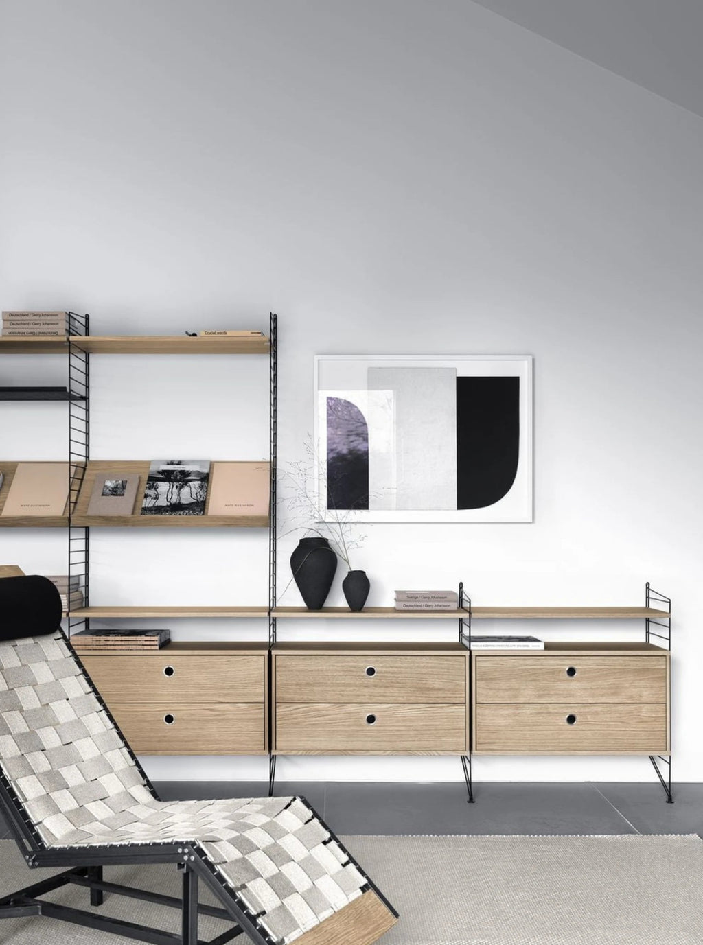 String Furniture String System Side Panel With Stand 30x85 Cm, Black