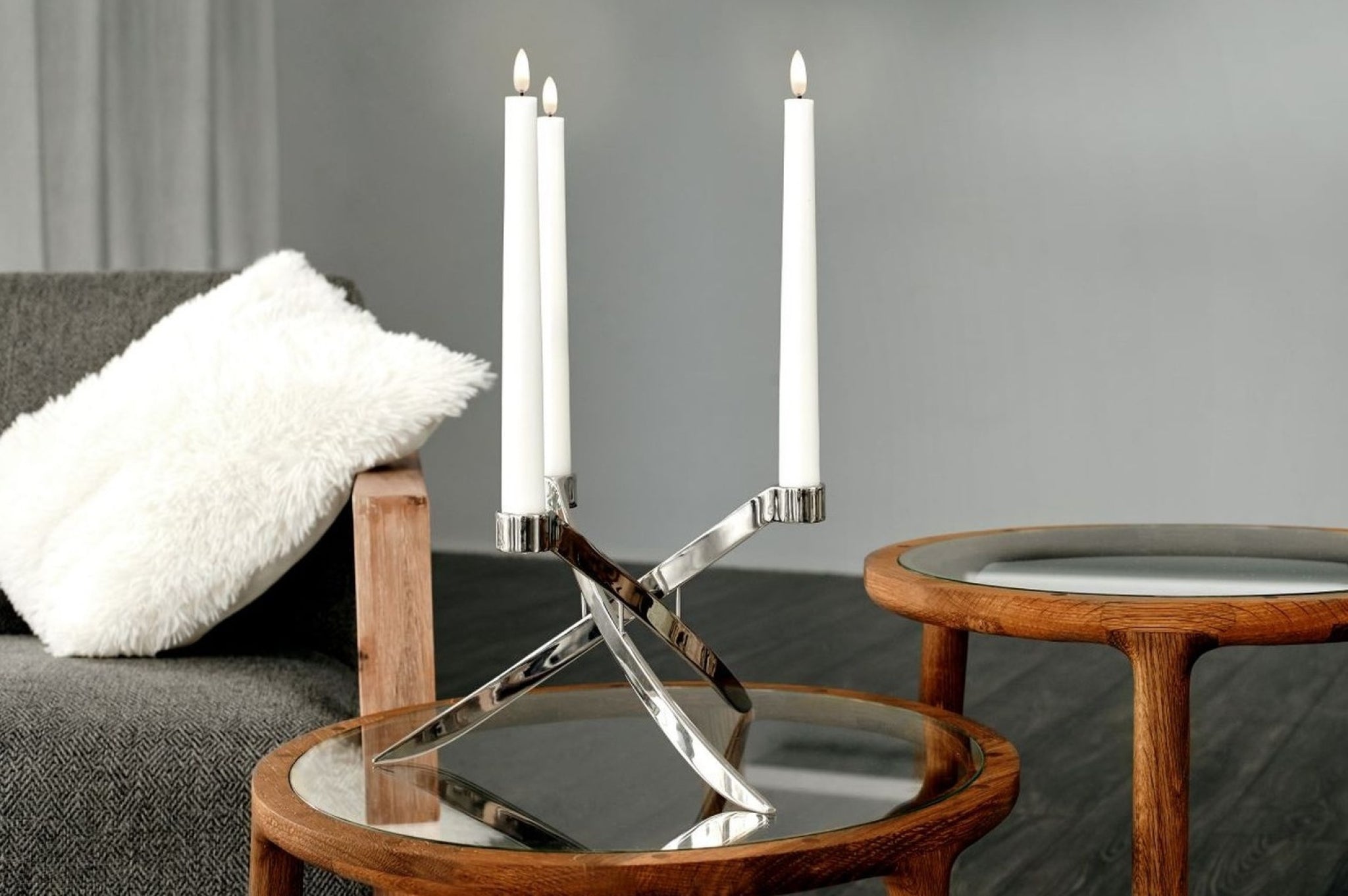 Uyuni Lighting Lightarch Candle Holder 1'arm Mini Taper ø 18 Cm, Chrome