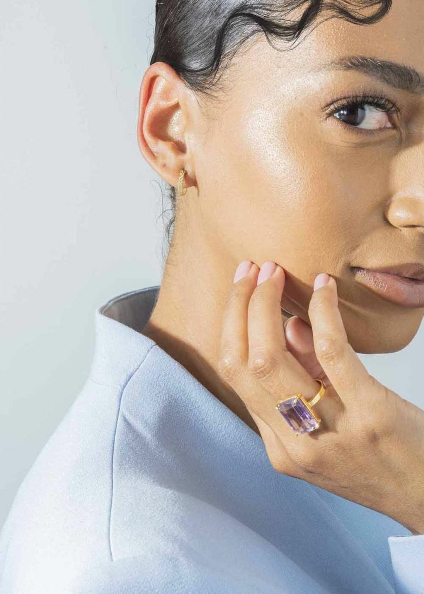 Vincent Fortune Plate Creol Earrings S Gold Plated