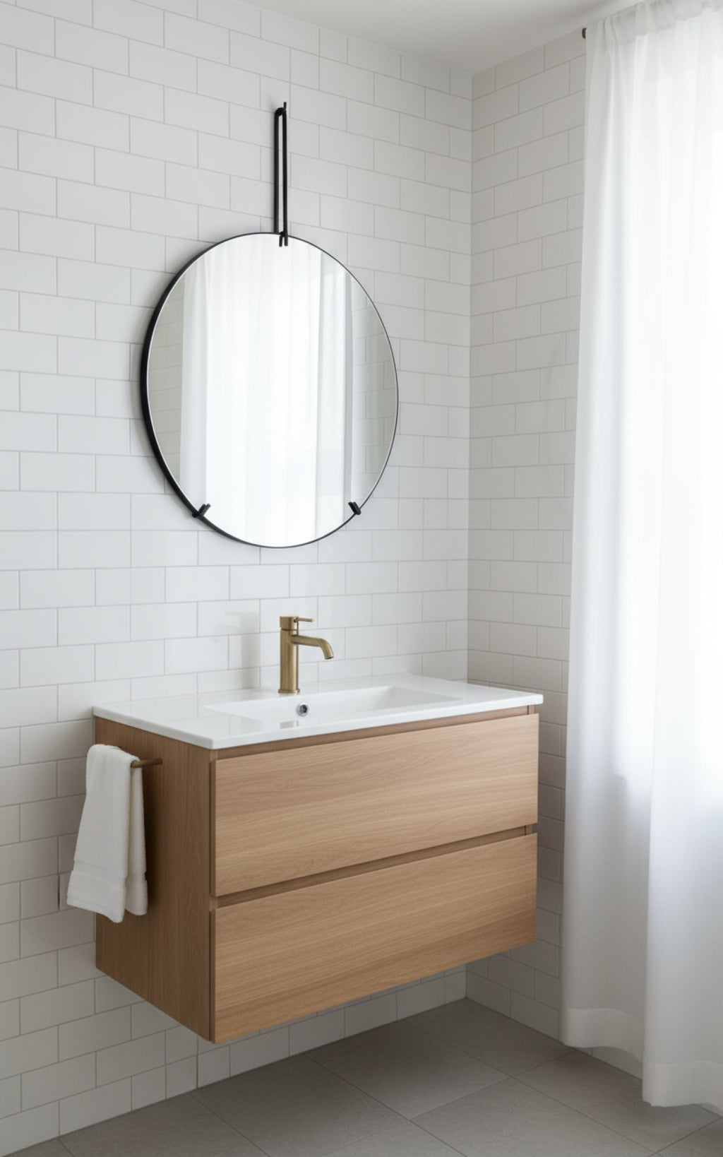 Moebe Black Wall Mirror Ø50 cm - Sleek Design with Steel Frame