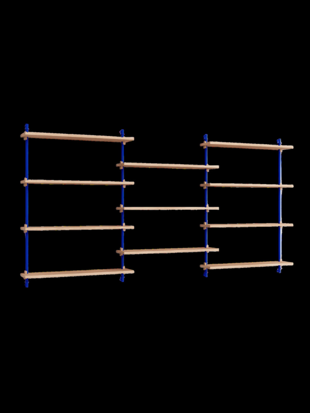 Moebe Wall Shelving Set Ws.115.3, Oak Shelves, Deep Blue Legs (fsc Mix Credit)