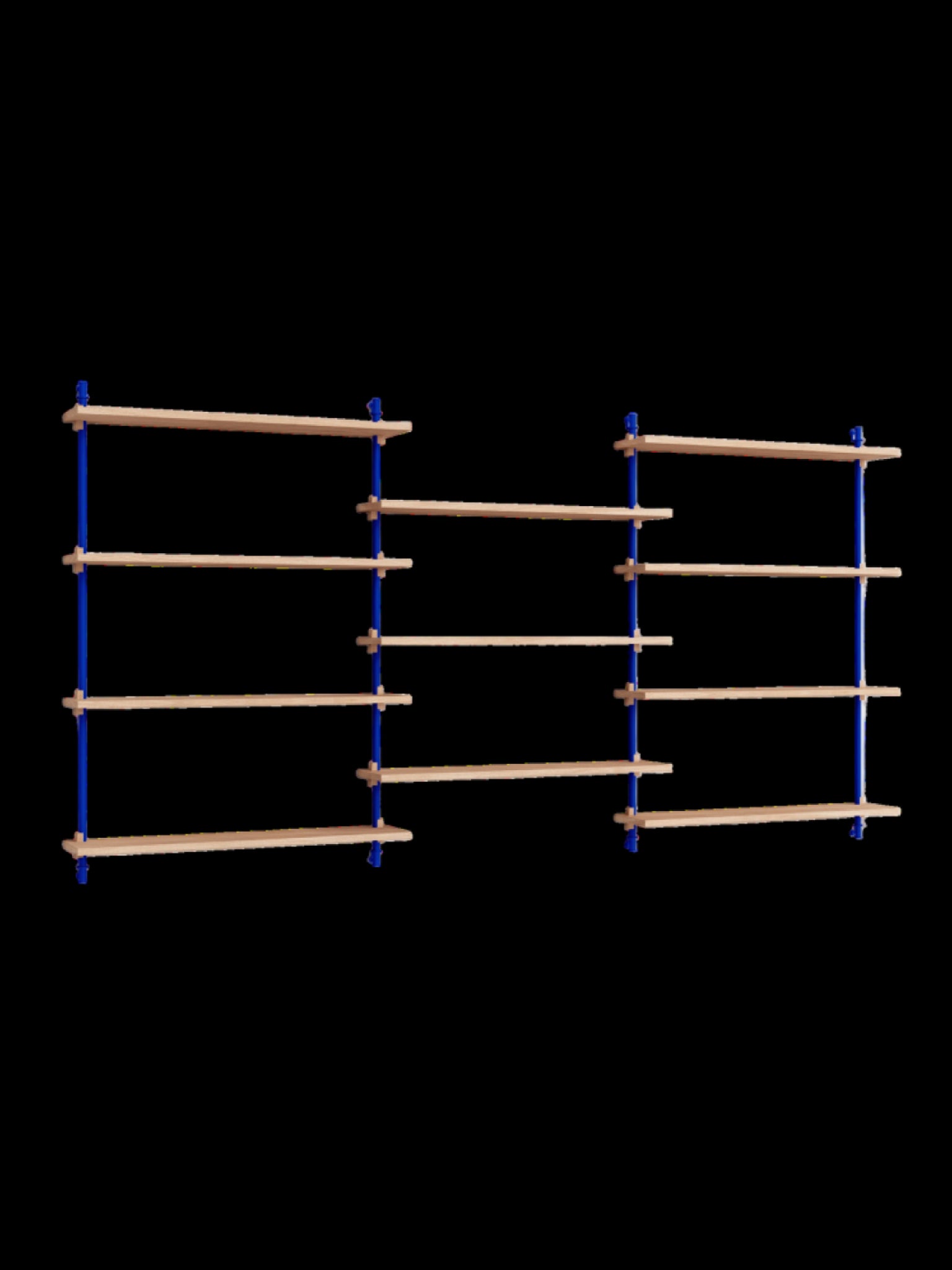 Moebe Wall Shelving Set Ws.115.3, Oak Shelves, Deep Blue Legs (fsc Mix Credit)