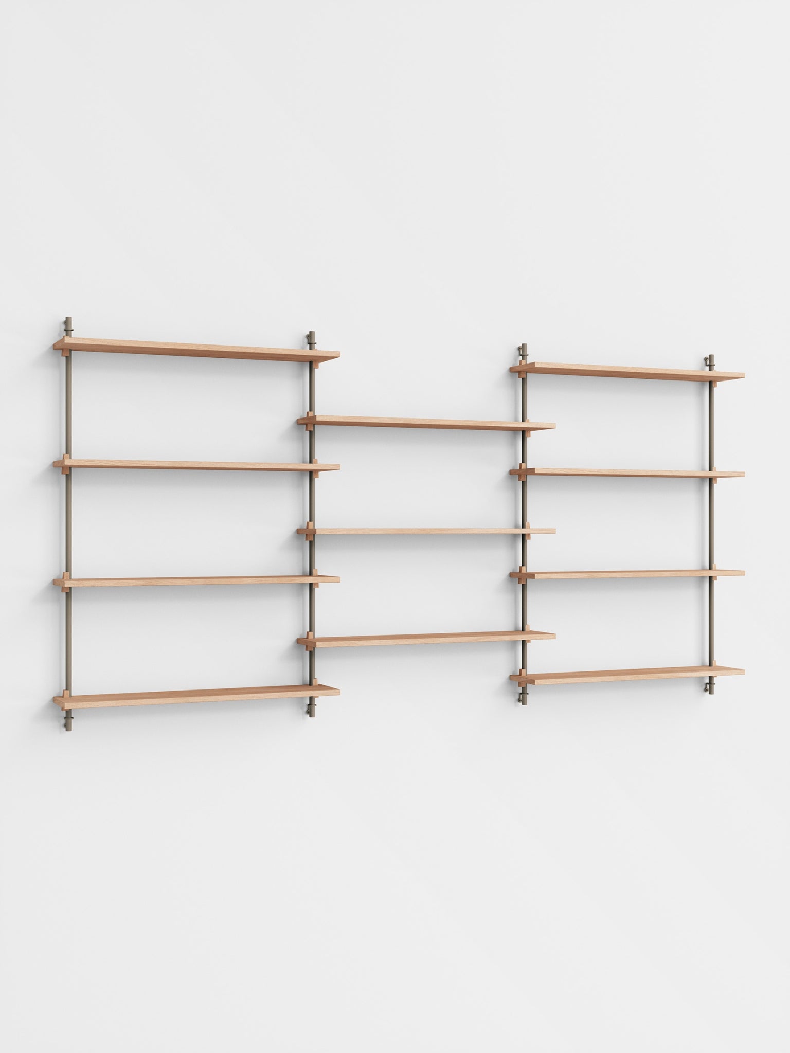 Moebe Wall Shelving Set Ws.115.3, Oak Shelves, Warm Grey Legs (fsc Mix Credit)