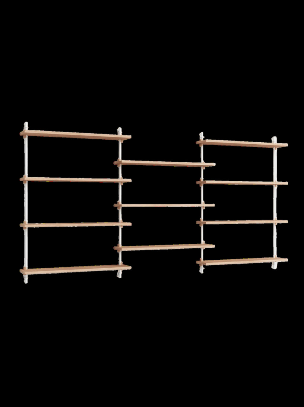 Moebe Wall Shelving Set Ws.115.3, Oak Shelves, White Legs (fsc Mix Credit)