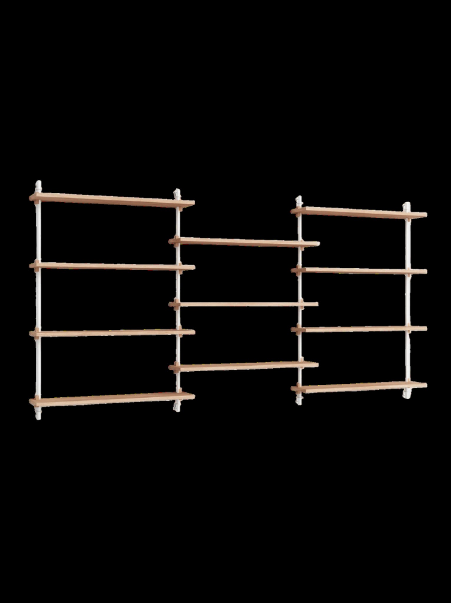 Moebe Wall Shelving Set Ws.115.3, Oak Shelves, White Legs (fsc Mix Credit)