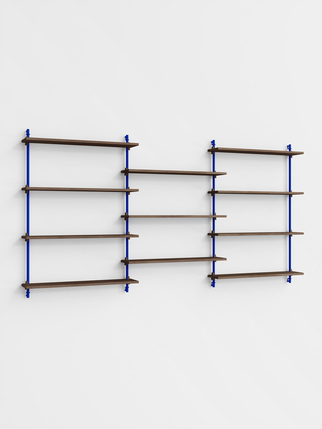 Moebe Wall Shelving Set Ws.115.3, Smoked Oak Shelves, Deep Blue Legs (fsc Mix Credit)