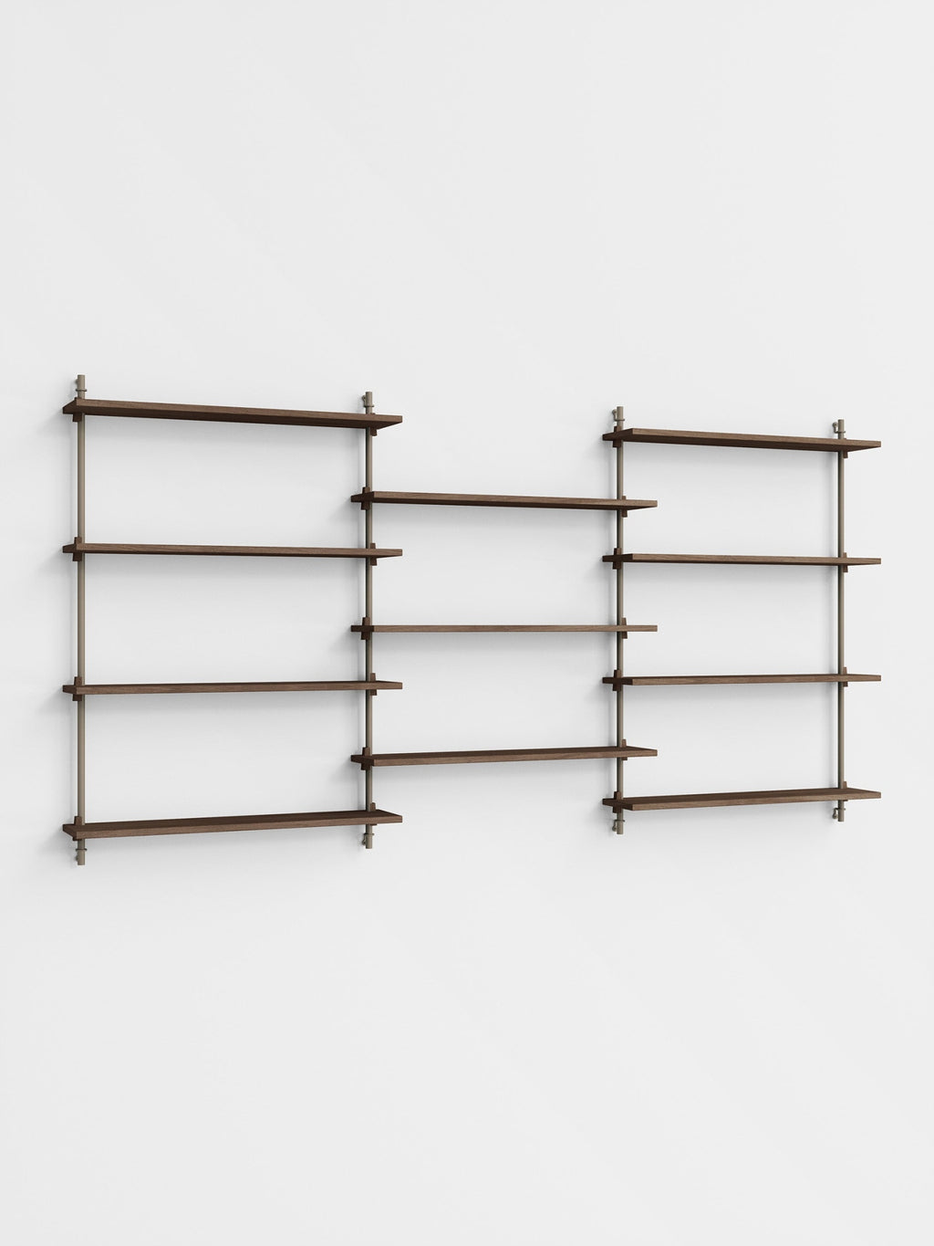 Moebe Wall Shelving Set Ws.115.3, Smoked Oak Shelves, Warm Grey Legs (fsc Mix Credit)