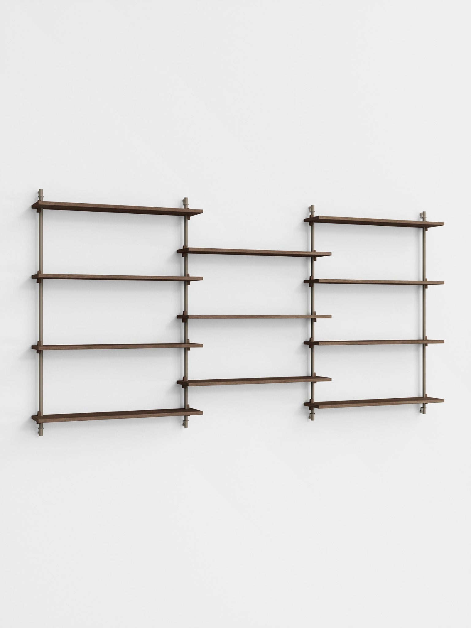 Moebe Wall Shelving Set Ws.115.3, Smoked Oak Shelves, Warm Grey Legs (fsc Mix Credit)