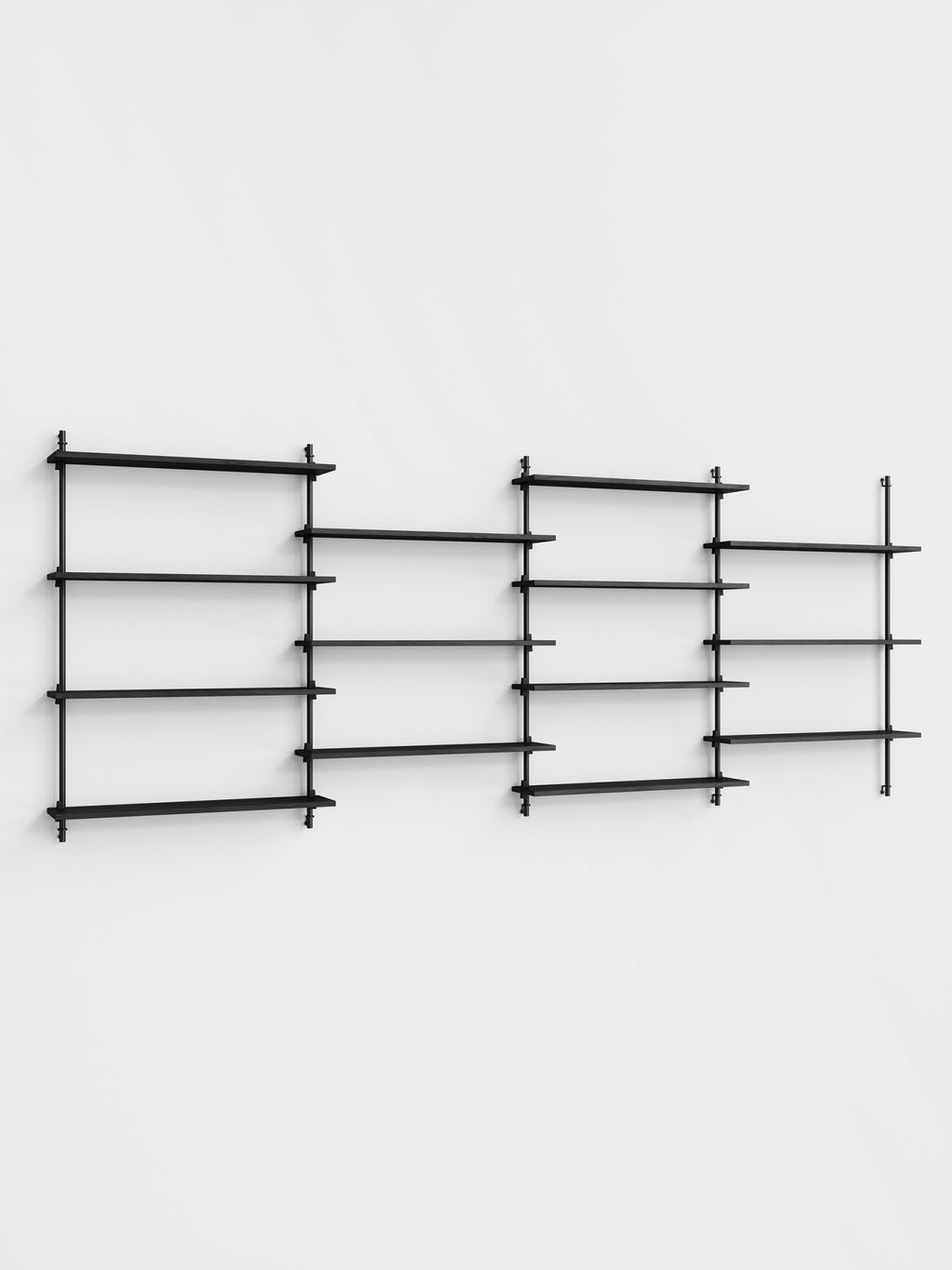 Moebe Wall Shelving Set Ws.115.4, Black Shelves, Black Legs (fsc Mix Credit)