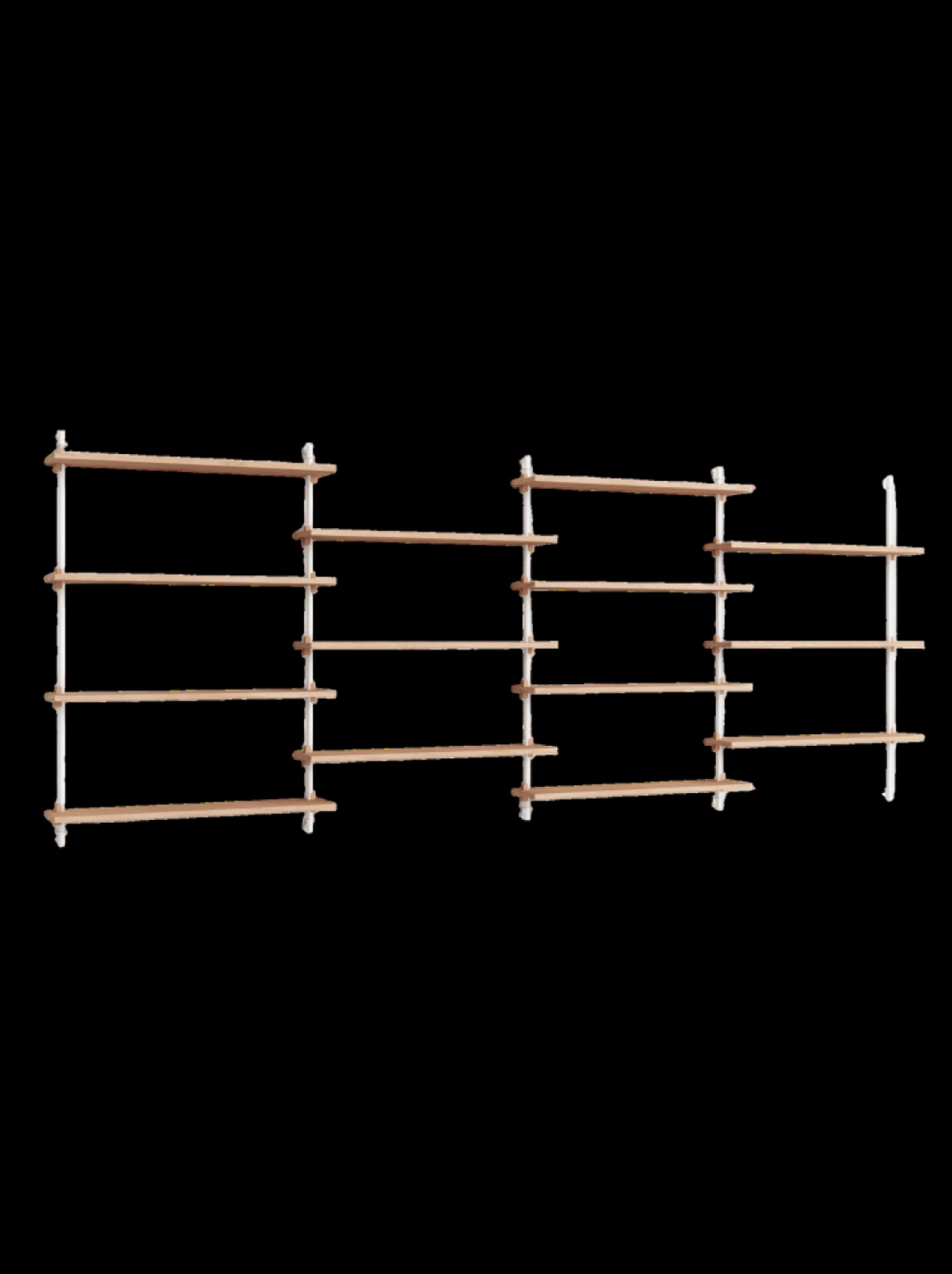 Moebe Wall Shelving Set Ws.115.4, Oak Shelves, White Legs (fsc Mix Credit)