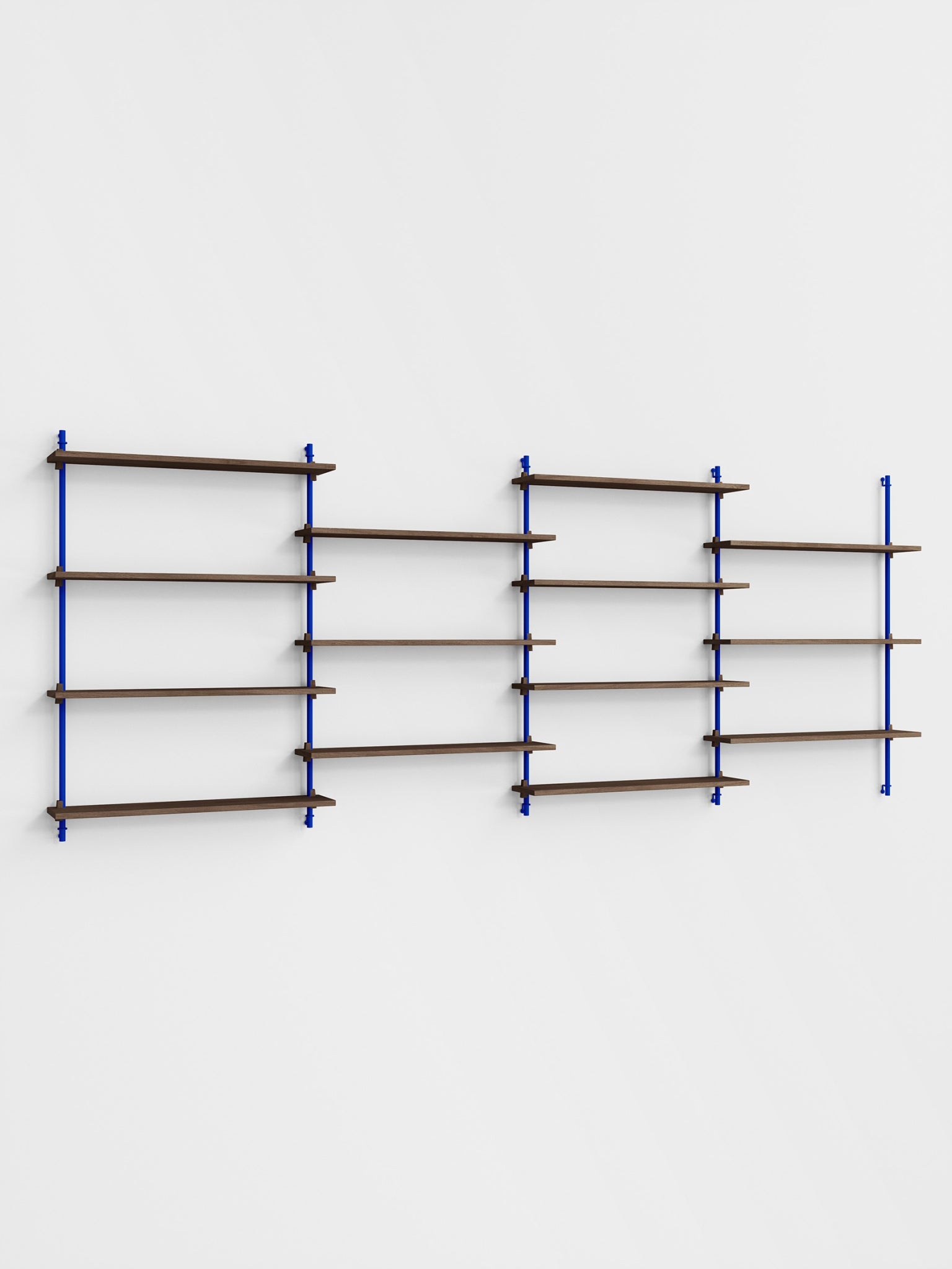 Moebe Wall Shelving Set Ws.115.4, Smoked Oak Shelves, Deep Blue Legs (fsc Mix Credit)