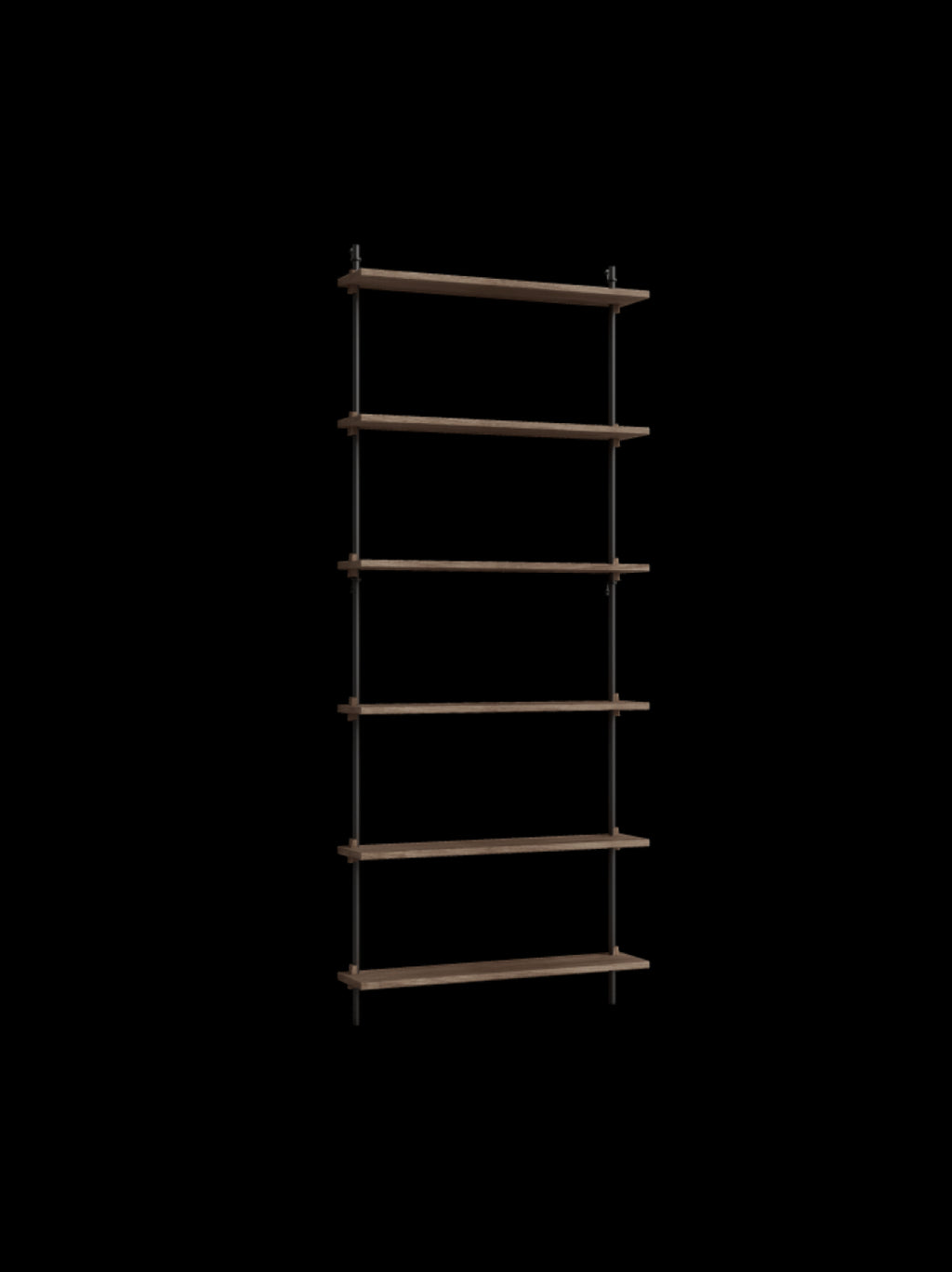 Moebe Wall Shelving Set Ws.200.1, Smoked Oak Shelves, Black Legs (fsc Mix Credit)