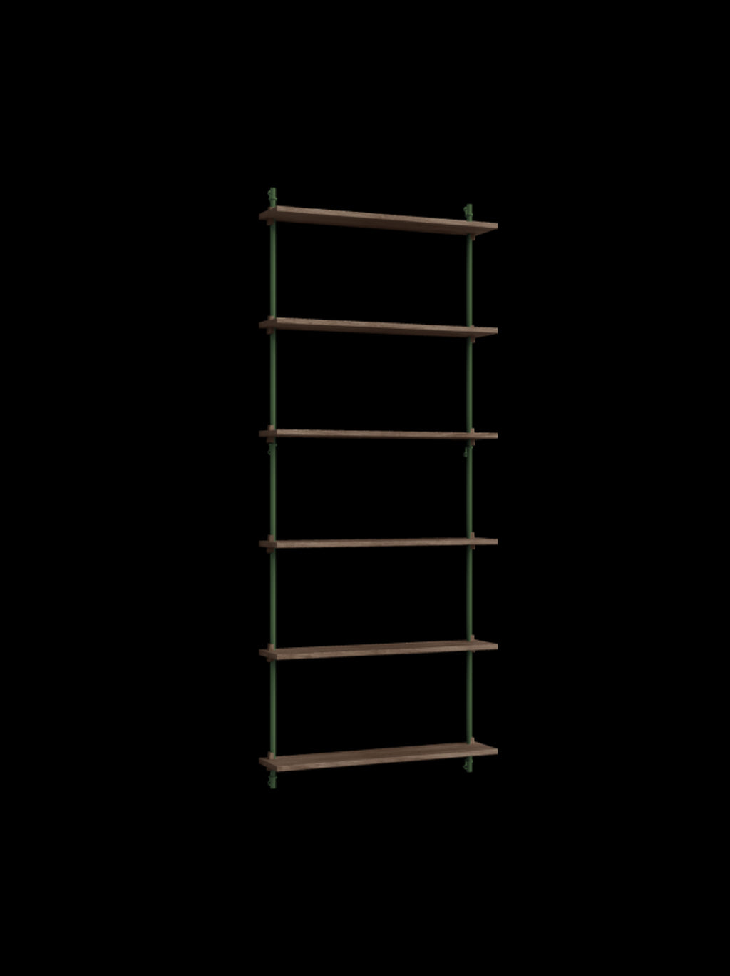 Moebe Wall Shelving Set Ws.200.1, Smoked Oak Shelves, Pine Green Legs (fsc Mix Credit)