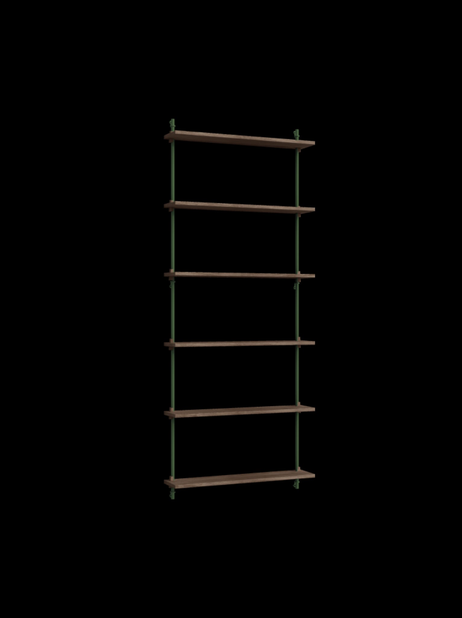 Moebe Wall Shelving Set Ws.200.1, Smoked Oak Shelves, Pine Green Legs (fsc Mix Credit)