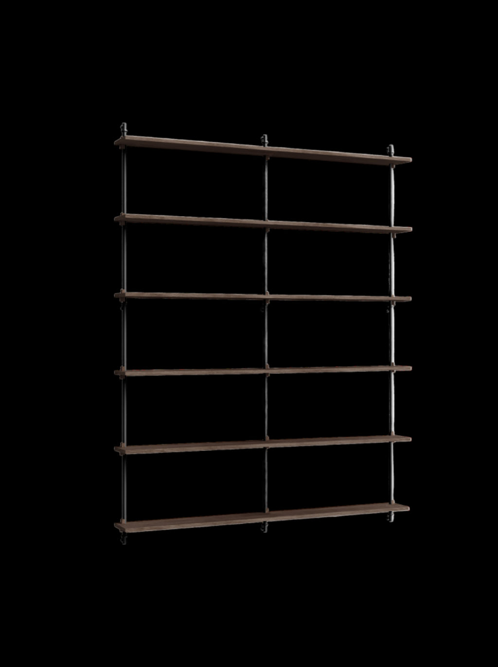 Moebe Wall Shelving Set Ws.200.2.b, Smoked Oak Shelves, Black Legs (fsc Mix Credit)