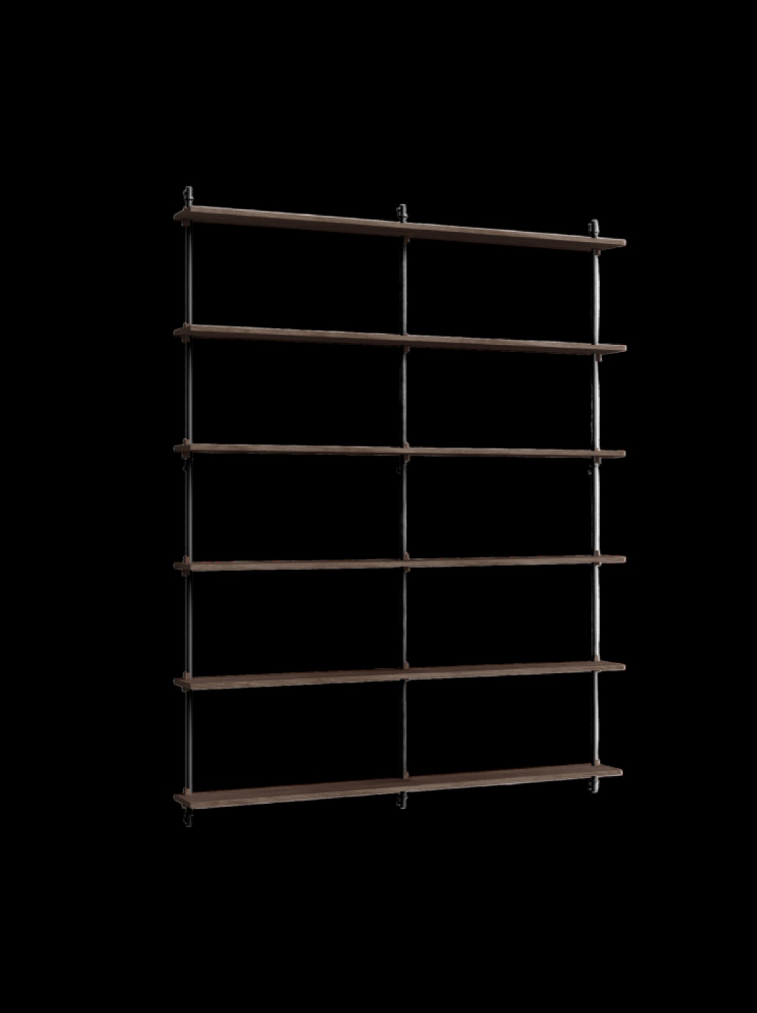 Moebe Wall Shelving Set Ws.200.2.b, Smoked Oak Shelves, Black Legs (fsc Mix Credit)