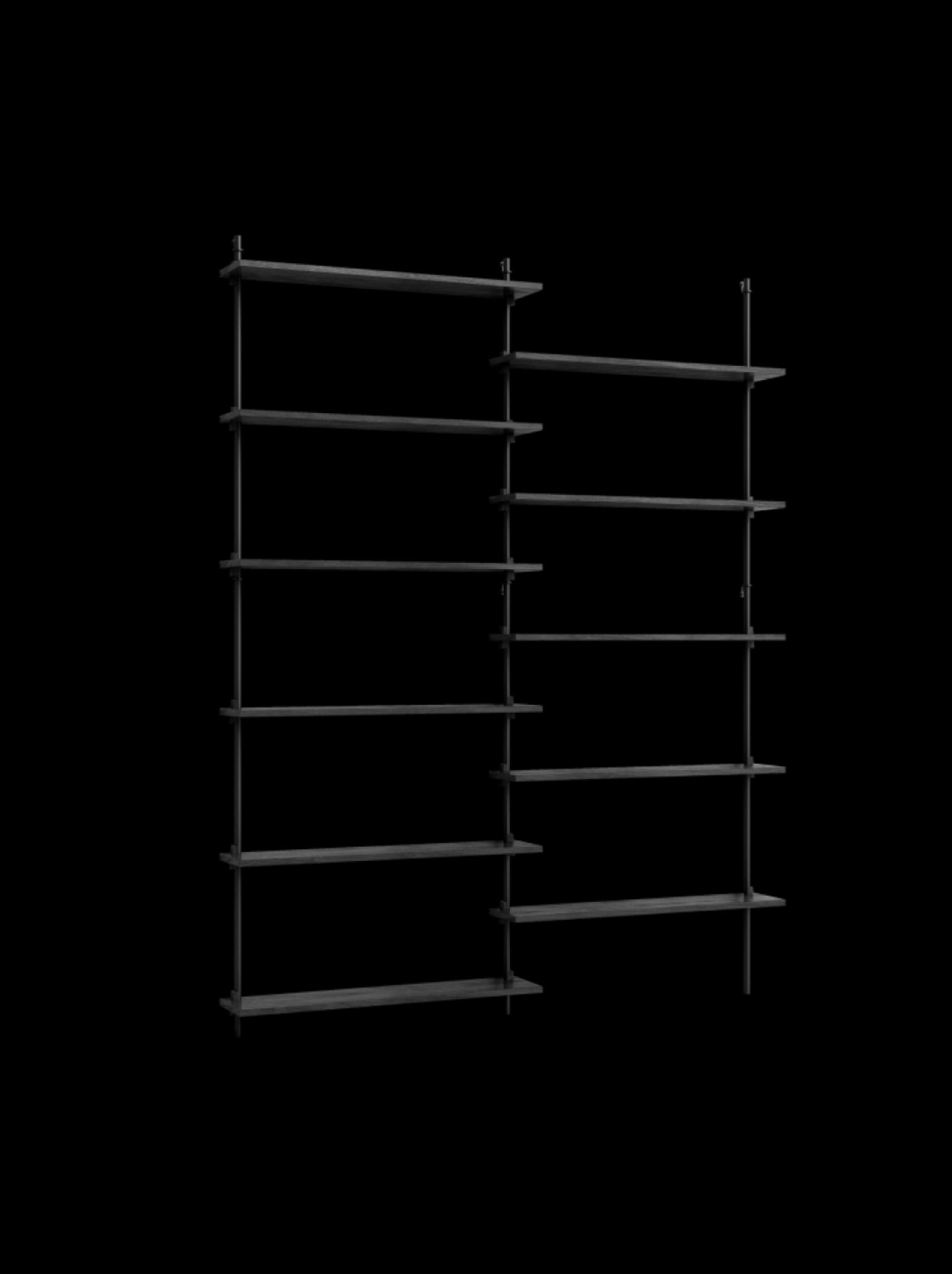 Moebe Wall Shelving Set Ws.200.2, Black Shelves, Black Legs (fsc Mix Credit)