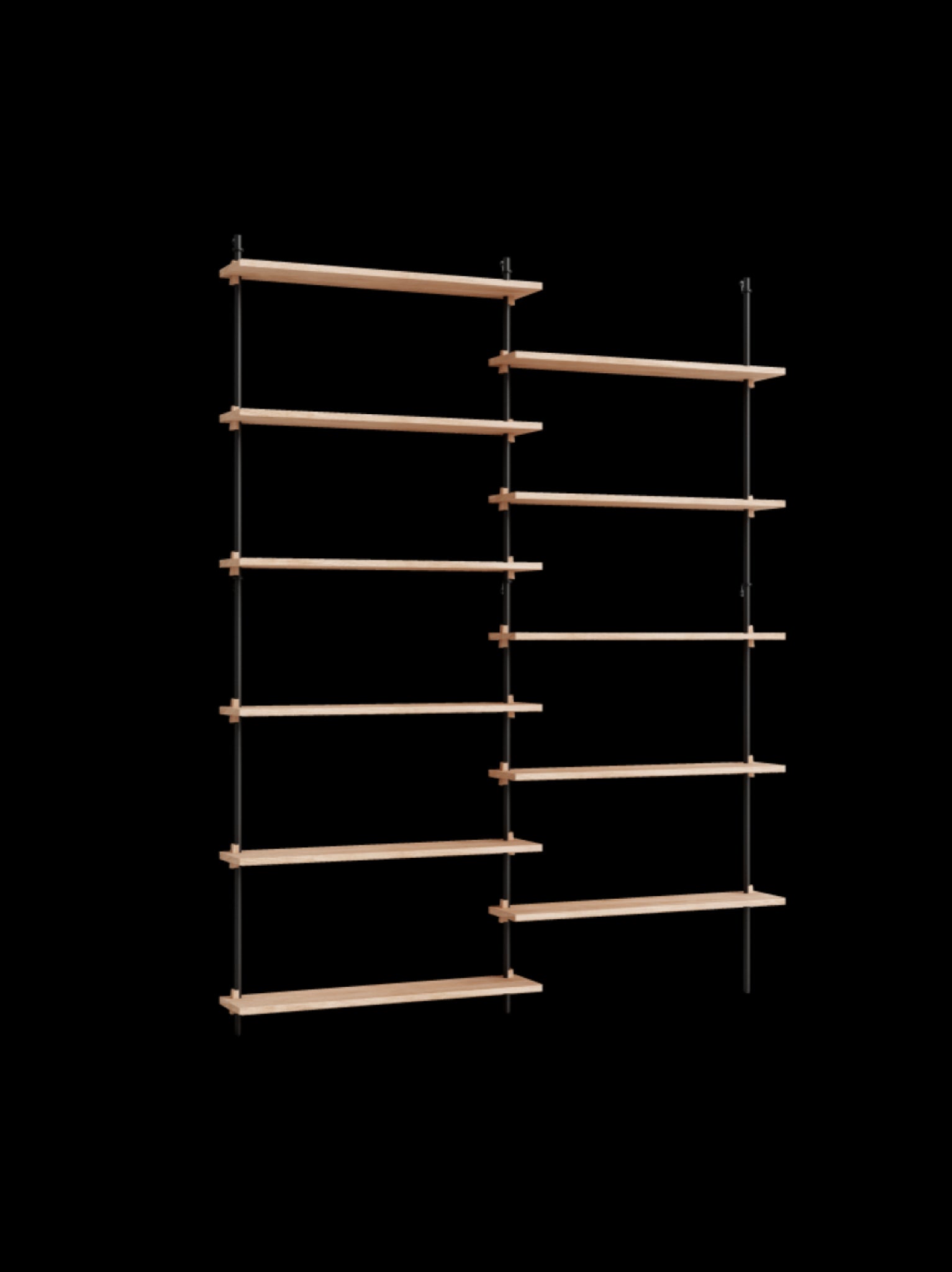 Moebe Wall Shelving Set Ws.200.2, Oak Shelves, Black Legs (fsc Mix Credit)