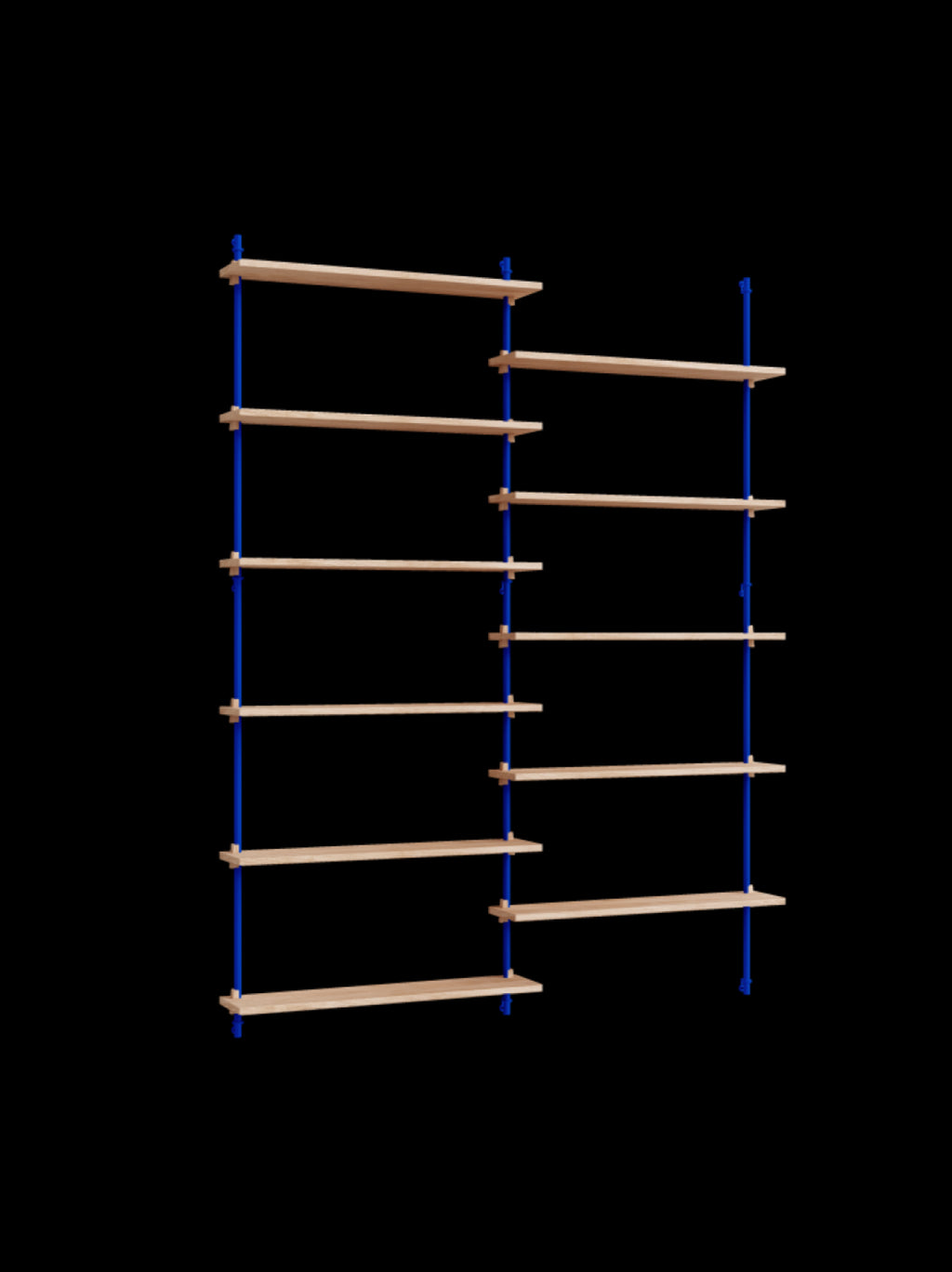 Moebe Wall Shelving Set Ws.200.2, Oak Shelves, Deep Blue Legs (fsc Mix Credit)