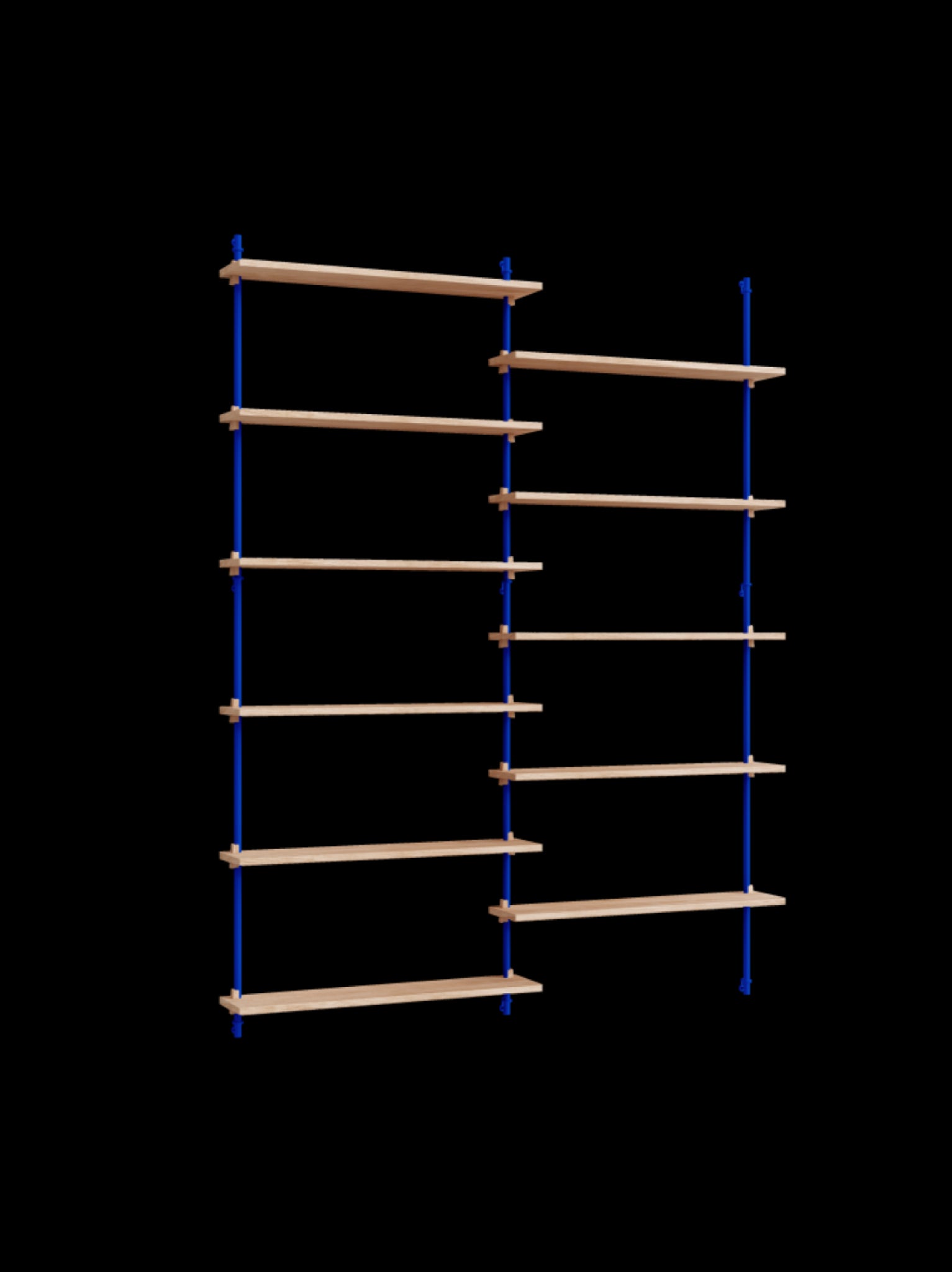 Moebe Wall Shelving Set Ws.200.2, Oak Shelves, Deep Blue Legs (fsc Mix Credit)