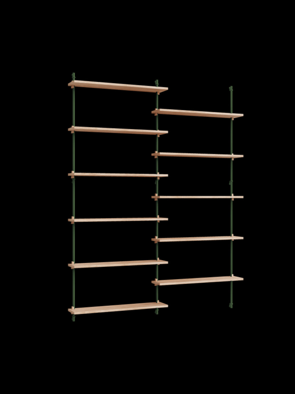 Moebe Wall Shelving Set Ws.200.2, Oak Shelves, Pine Green Legs (fsc Mix Credit)