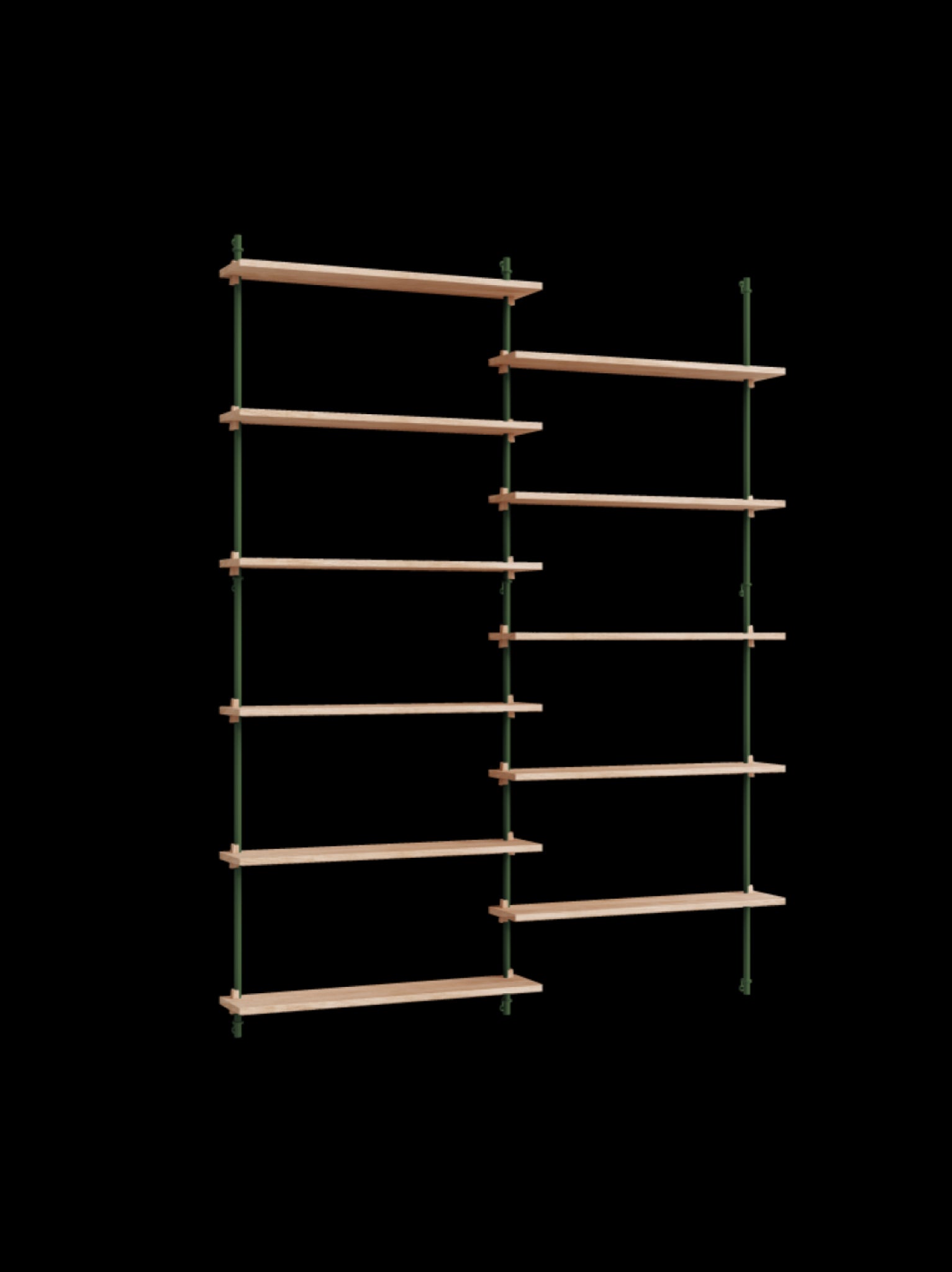 Moebe Wall Shelving Set Ws.200.2, Oak Shelves, Pine Green Legs (fsc Mix Credit)