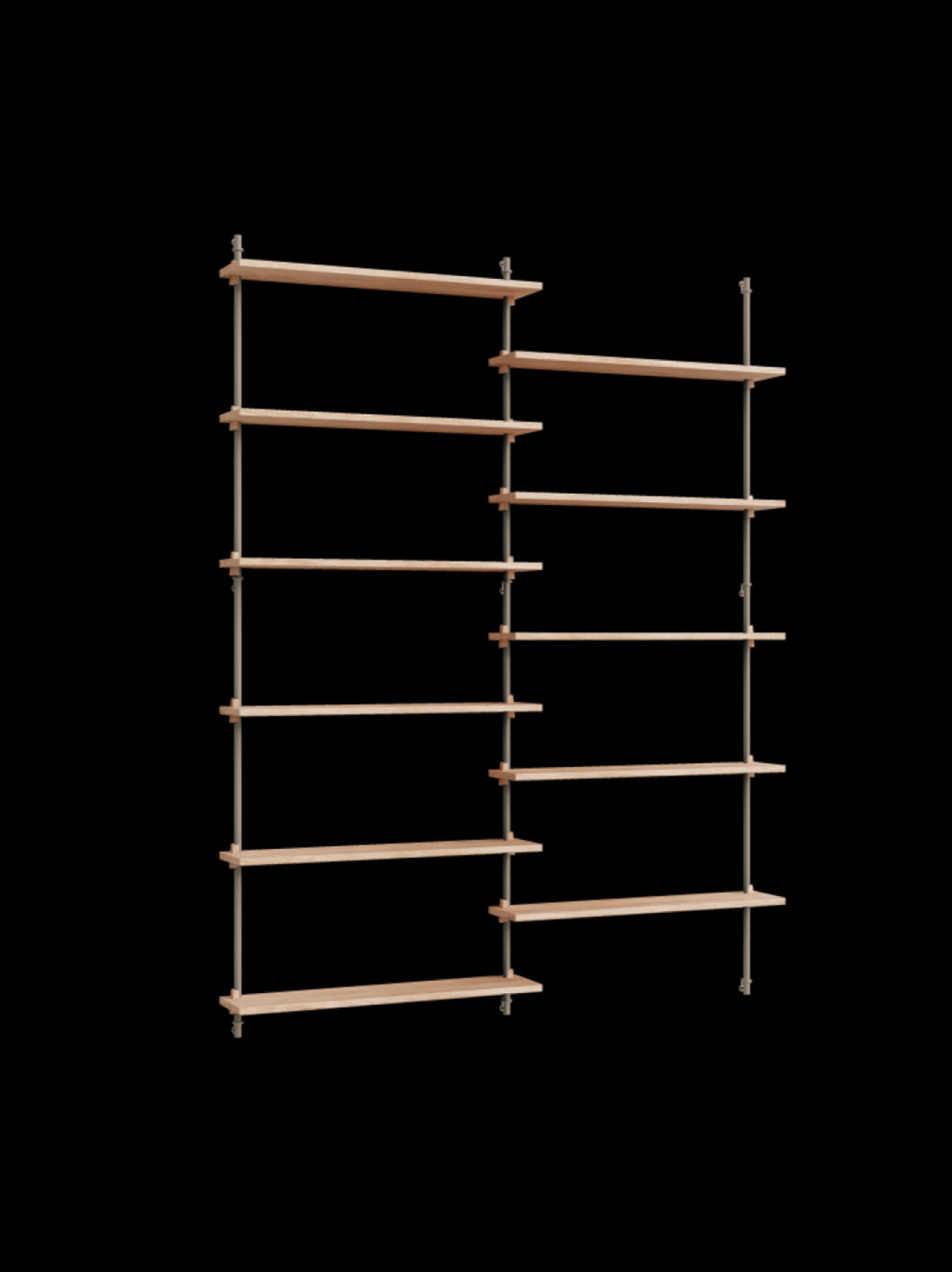 Moebe Wall Shelving Set Ws.200.2, Oak Shelves, Warm Grey Legs (fsc Mix Credit)
