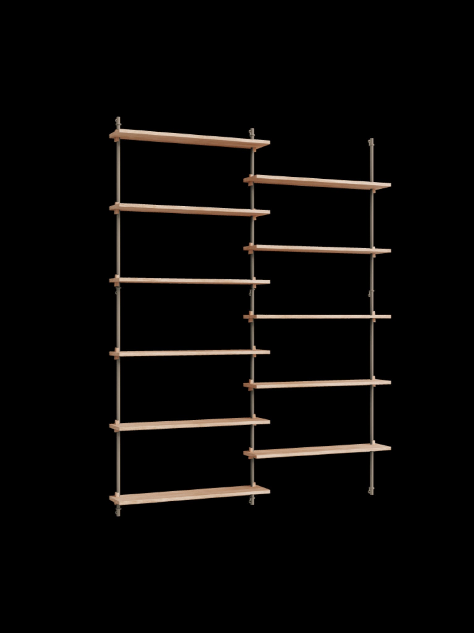 Moebe Wall Shelving Set Ws.200.2, Oak Shelves, Warm Grey Legs (fsc Mix Credit)