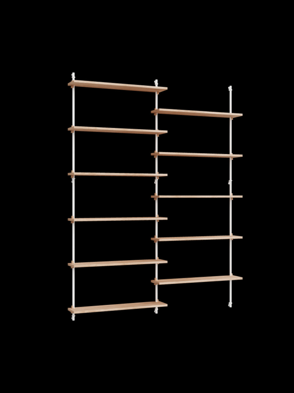 Moebe Wall Shelving Set Ws.200.2, Oak Shelves, White Legs (fsc Mix Credit)