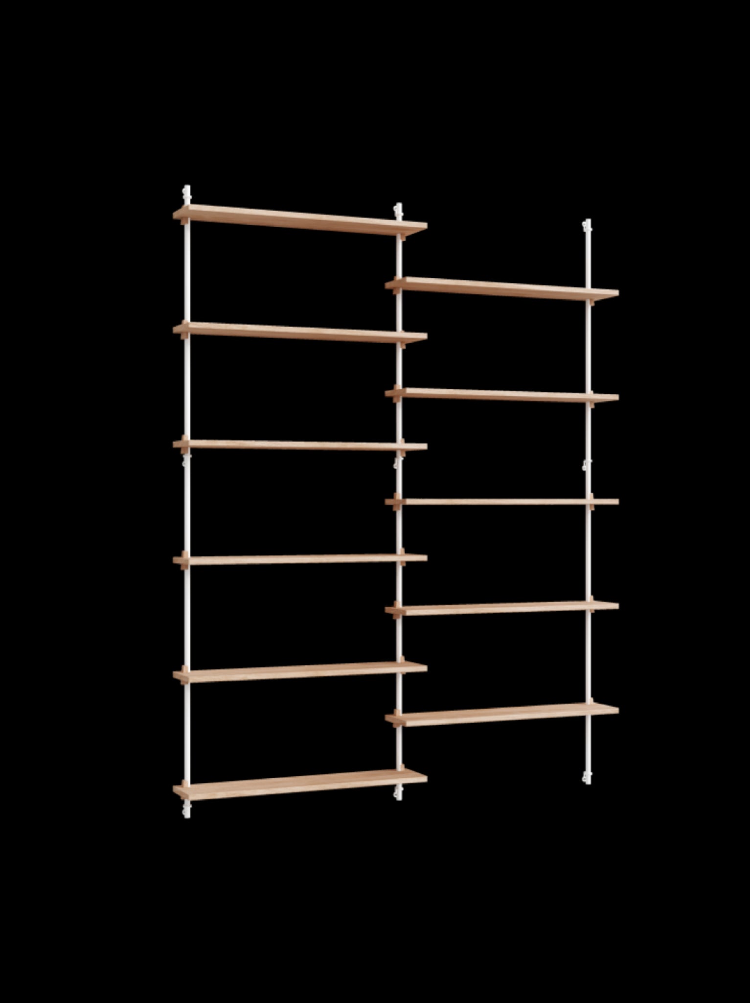 Moebe Wall Shelving Set Ws.200.2, Oak Shelves, White Legs (fsc Mix Credit)