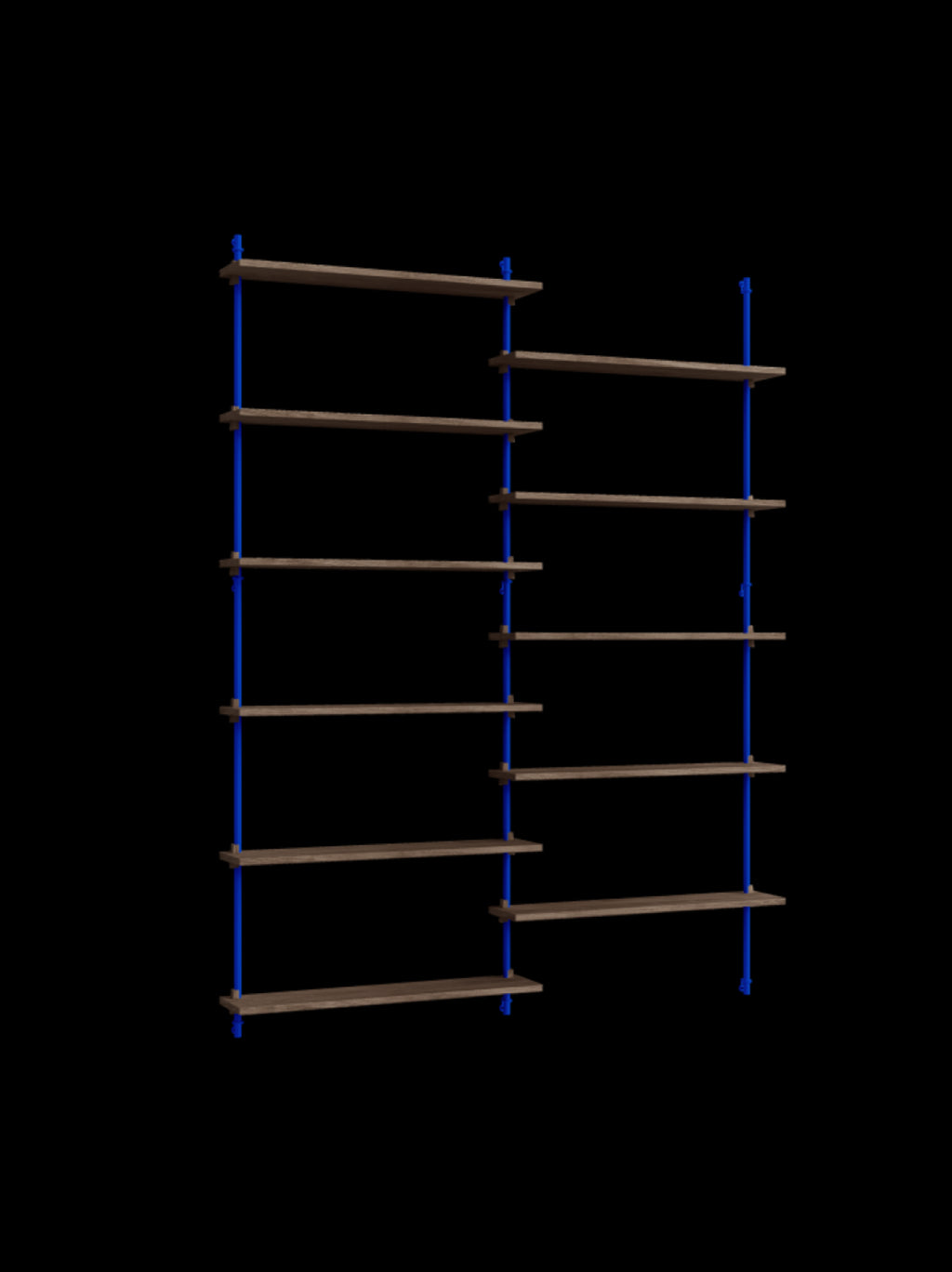 Moebe Wall Shelving Set Ws.200.2, Smoked Oak Shelves, Deep Blue Legs (fsc Mix Credit)