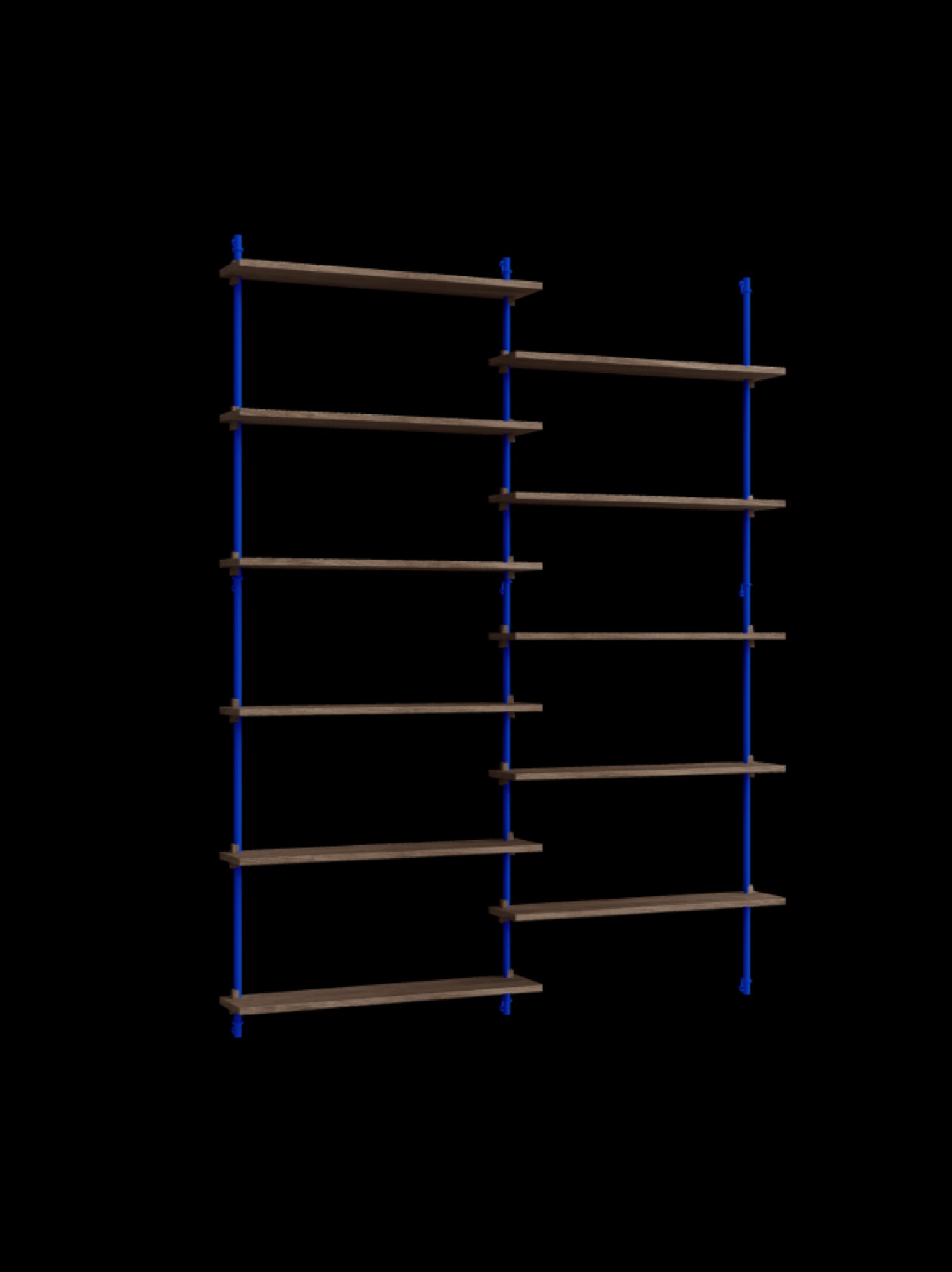 Moebe Wall Shelving Set Ws.200.2, Smoked Oak Shelves, Deep Blue Legs (fsc Mix Credit)