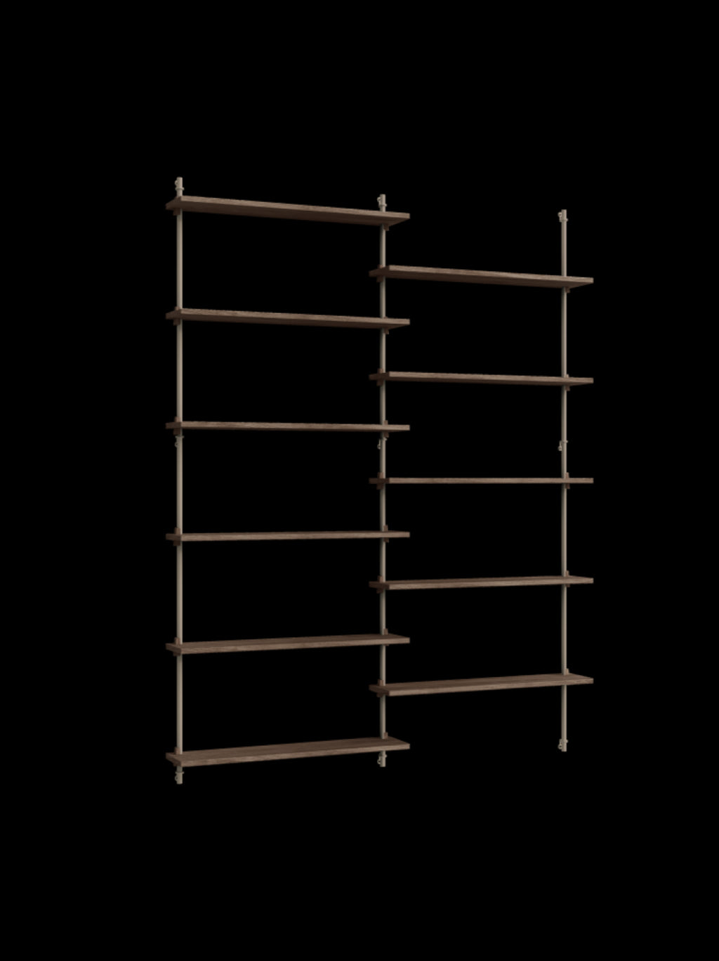 Moebe Wall Shelving Set Ws.200.2, Smoked Oak Shelves, Warm Grey Legs (fsc Mix Credit)