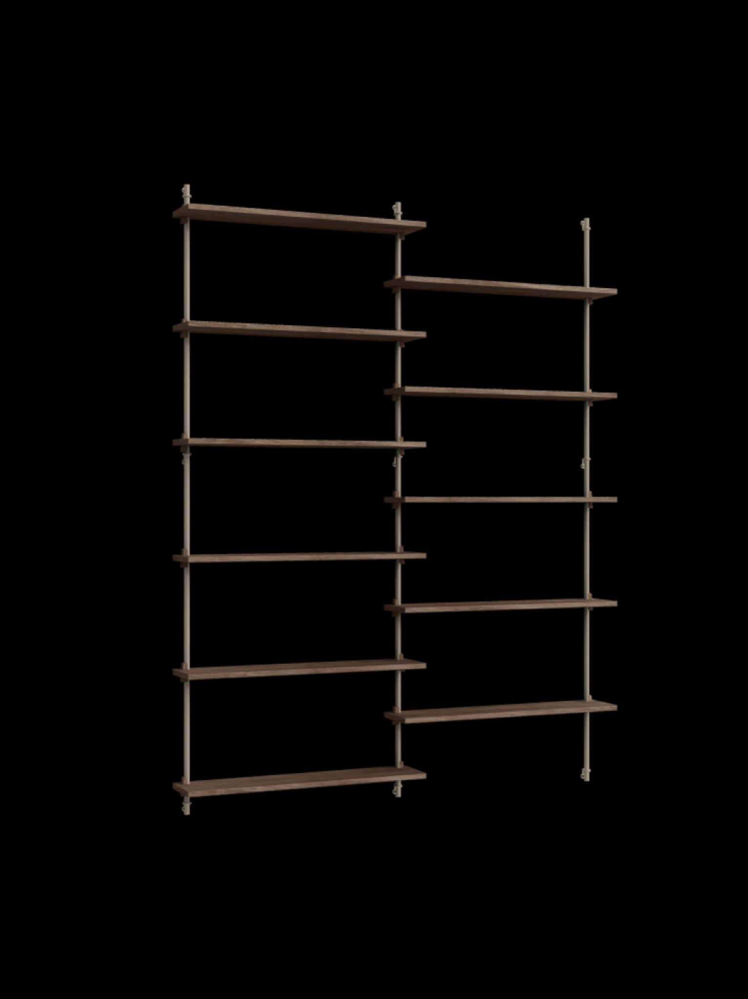 Moebe Wall Shelving Set Ws.200.2, Smoked Oak Shelves, Warm Grey Legs (fsc Mix Credit)