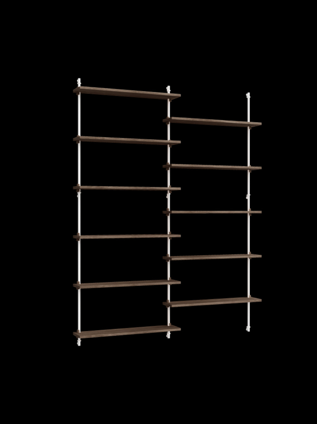 Moebe Wall Shelving Set Ws.200.2, Smoked Oak Shelves, White Legs (fsc Mix Credit)