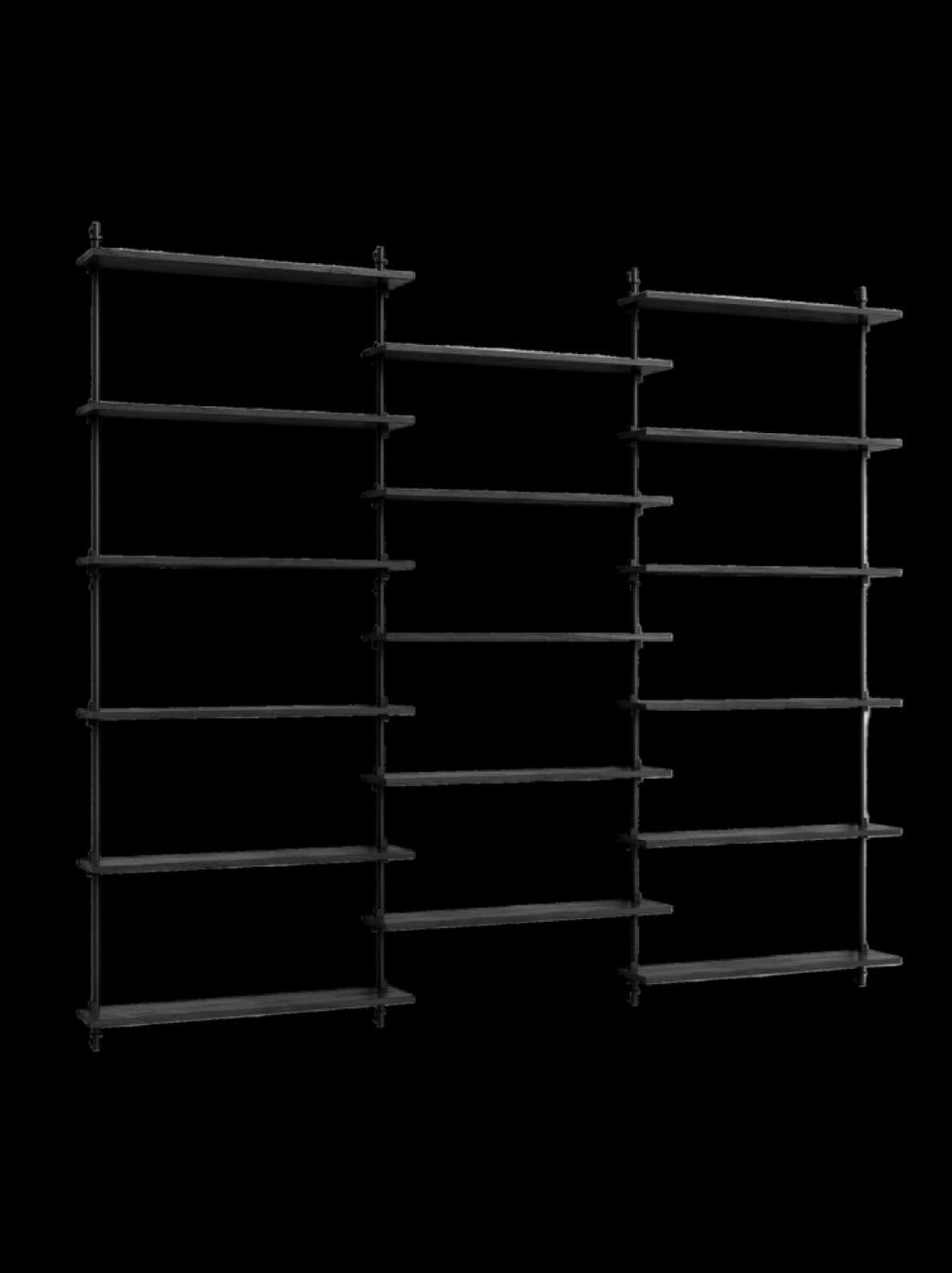 Moebe Wall Shelving Set Ws.200.3, Black Shelves, Black Legs (fsc Mix Credit)