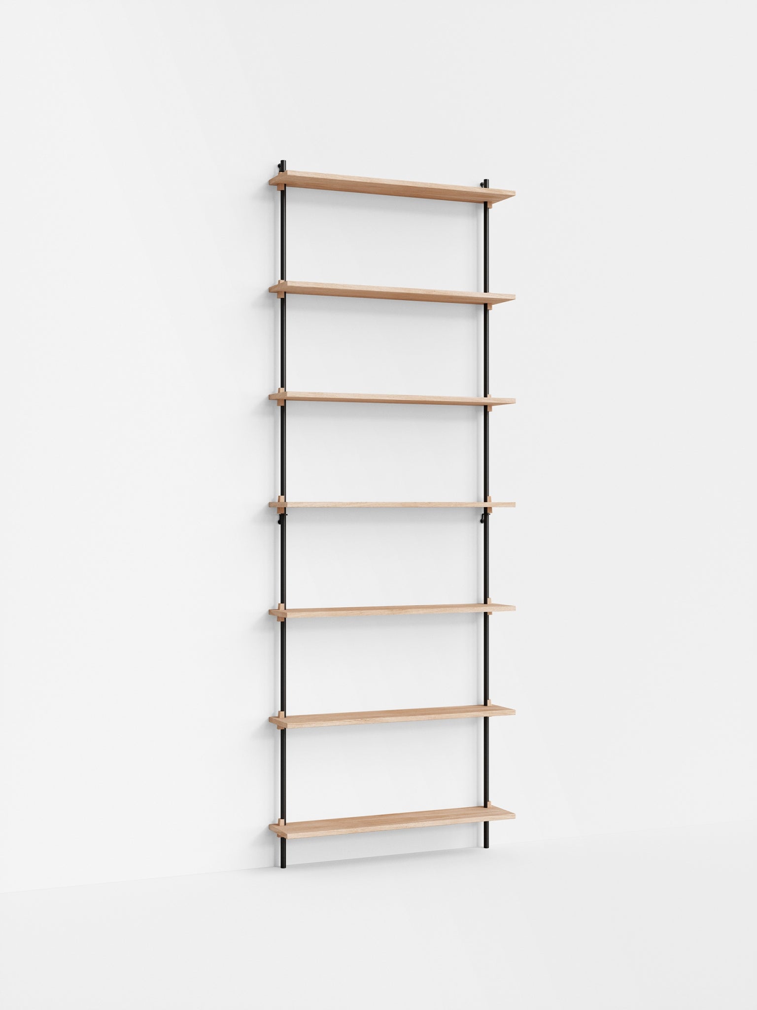 Moebe Wall Shelving Set Ws.230.1, Smoked Oak Shelves, Black Legs (fsc Mix Credit)