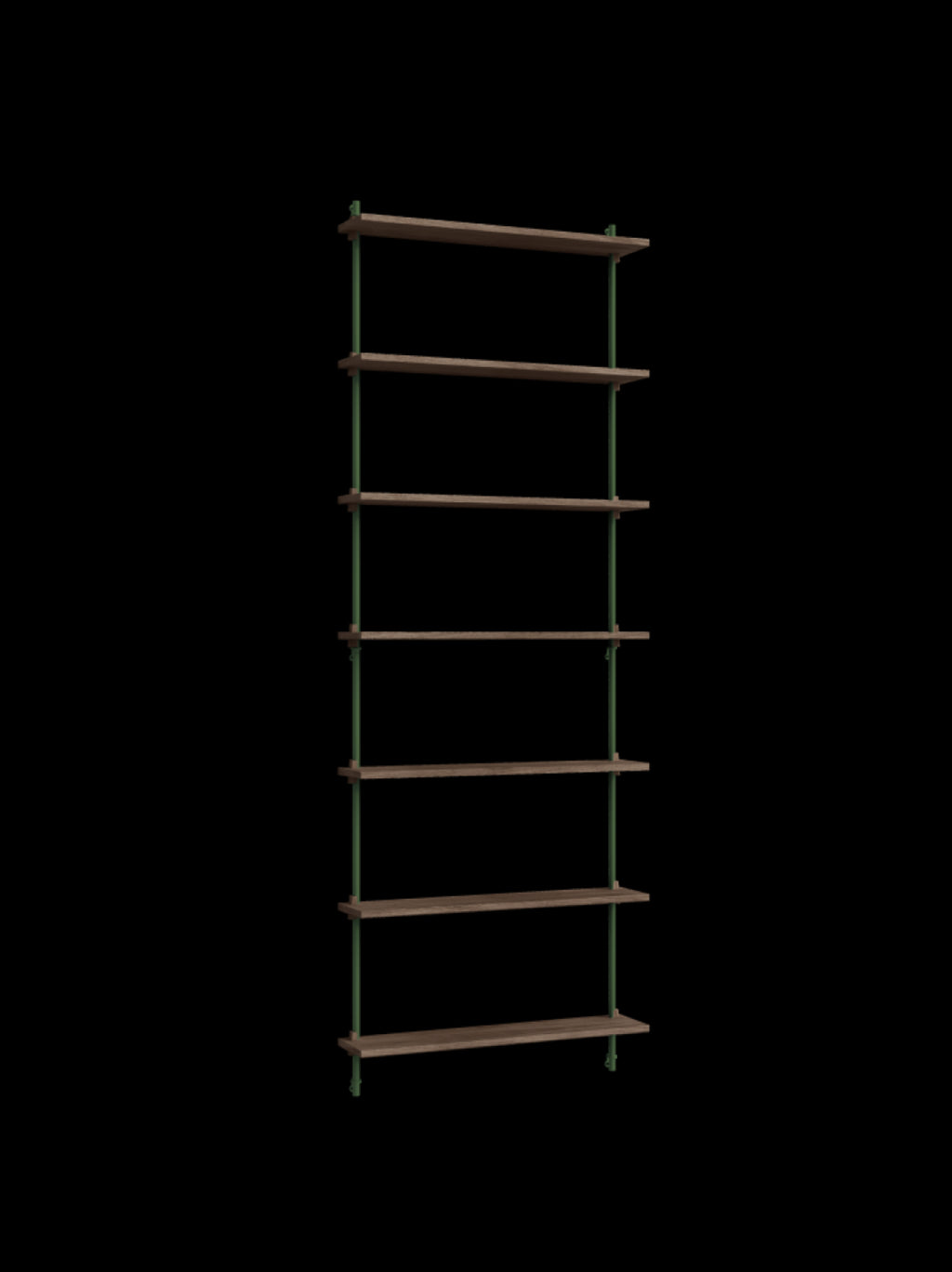 Moebe Wall Shelving Set Ws.230.1, Smoked Oak Shelves, Pine Green Legs (fsc Mix Credit)