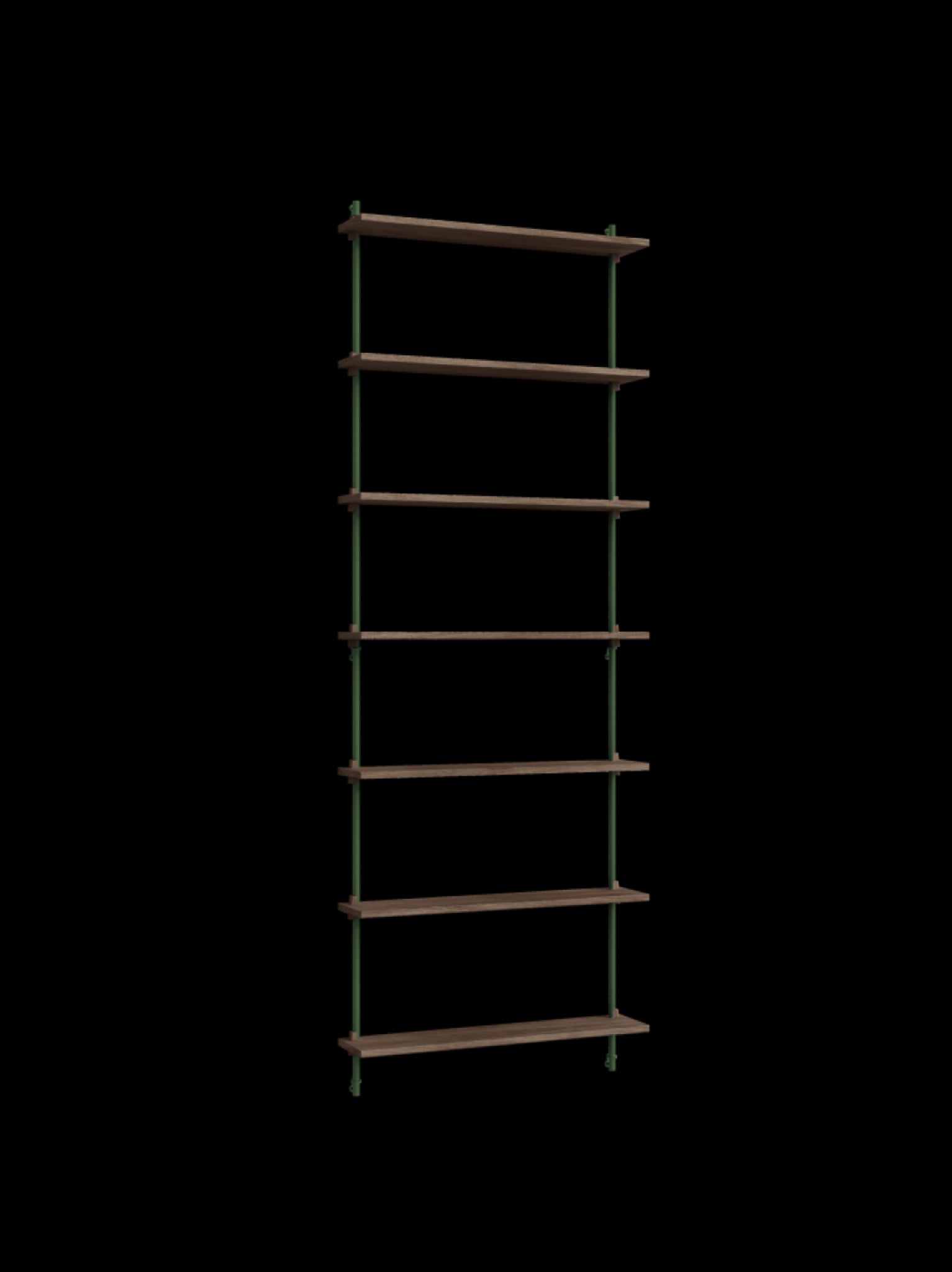 Moebe Wall Shelving Set Ws.230.1, Smoked Oak Shelves, Pine Green Legs (fsc Mix Credit)