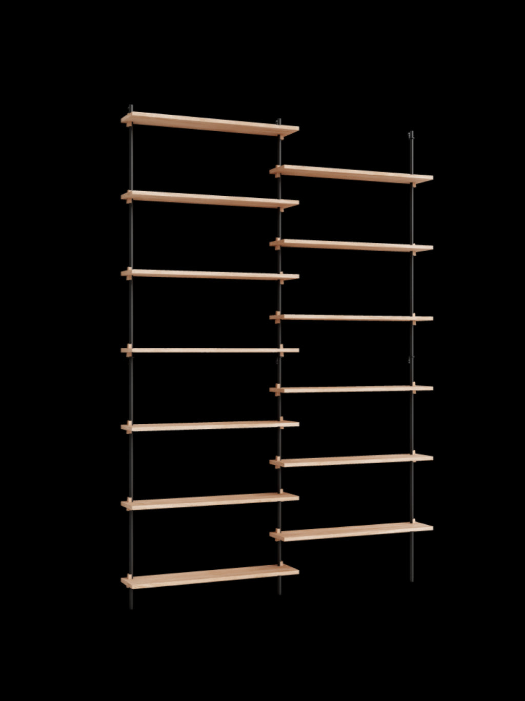 Moebe Wall Shelving Set Ws.230.2, Oak Shelves, Black Legs (fsc Mix Credit)