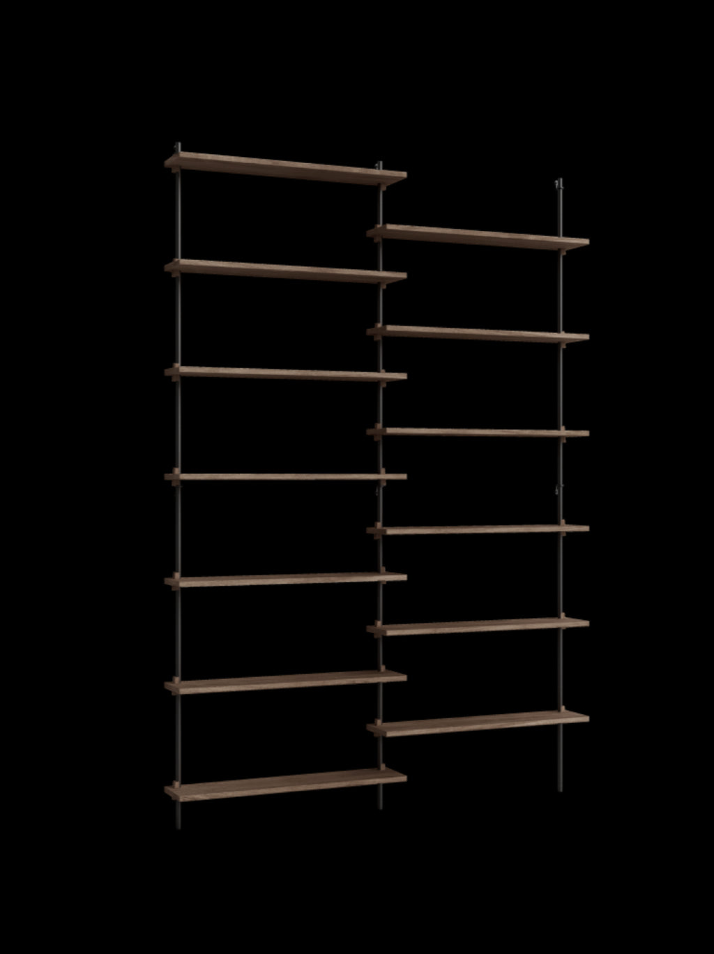 Moebe Wall Shelving Set Ws.230.2, Smoked Oak Shelves, Black Legs (fsc Mix Credit)