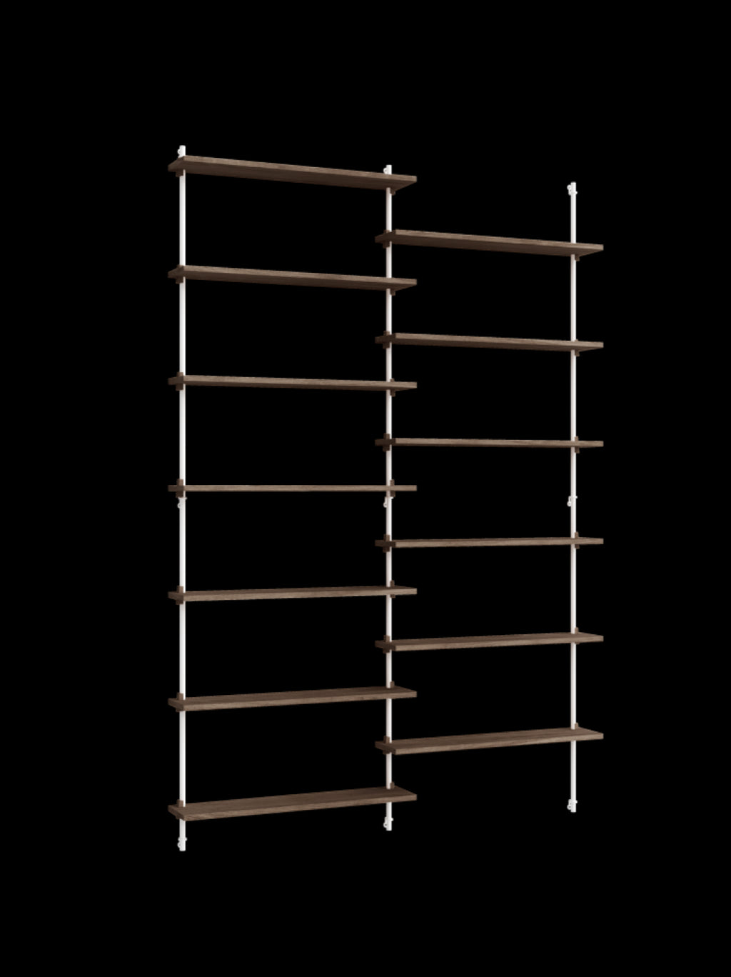Moebe Wall Shelving Set Ws.230.2, Smoked Oak Shelves, White Legs (fsc Mix Credit)